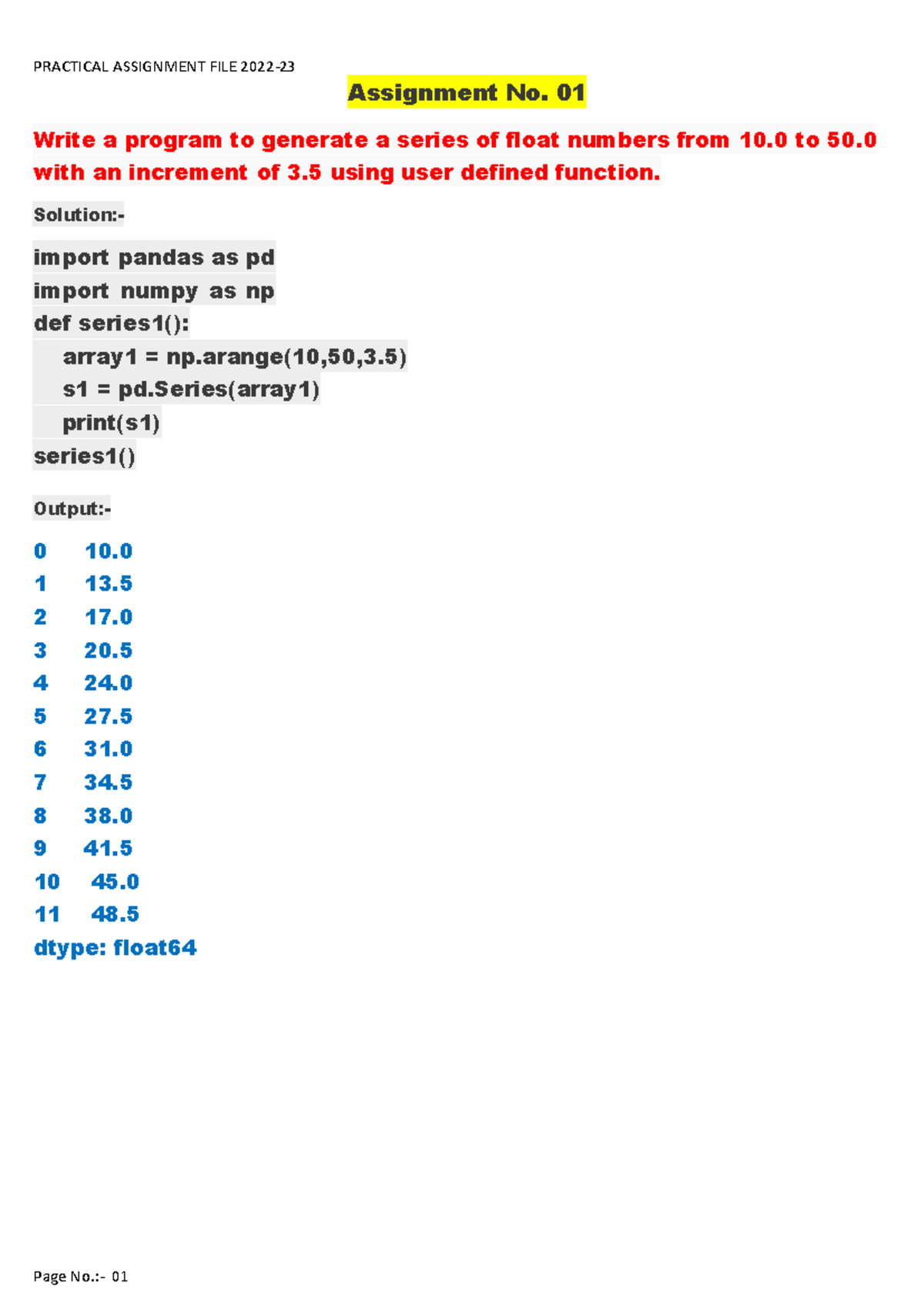 Practical Assignment File: Python Assignments Overview - Studocu