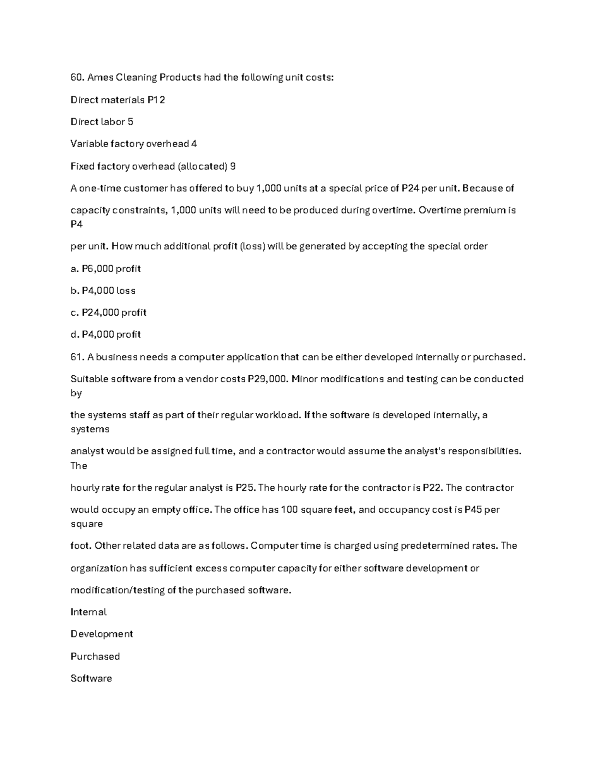 MAS PT2 Practical - Management Advisory Cost Analysis and Profit ...