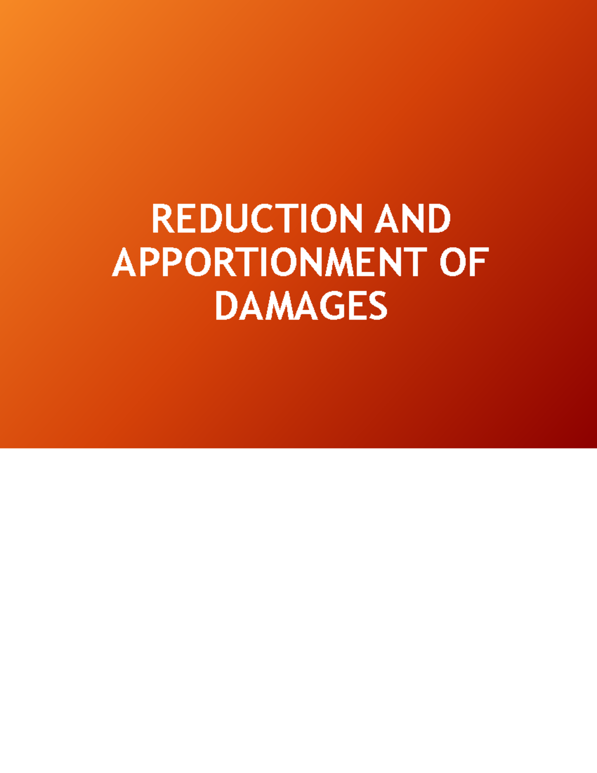 Apportionment of Damages: Understanding Liability and Fault - Studocu