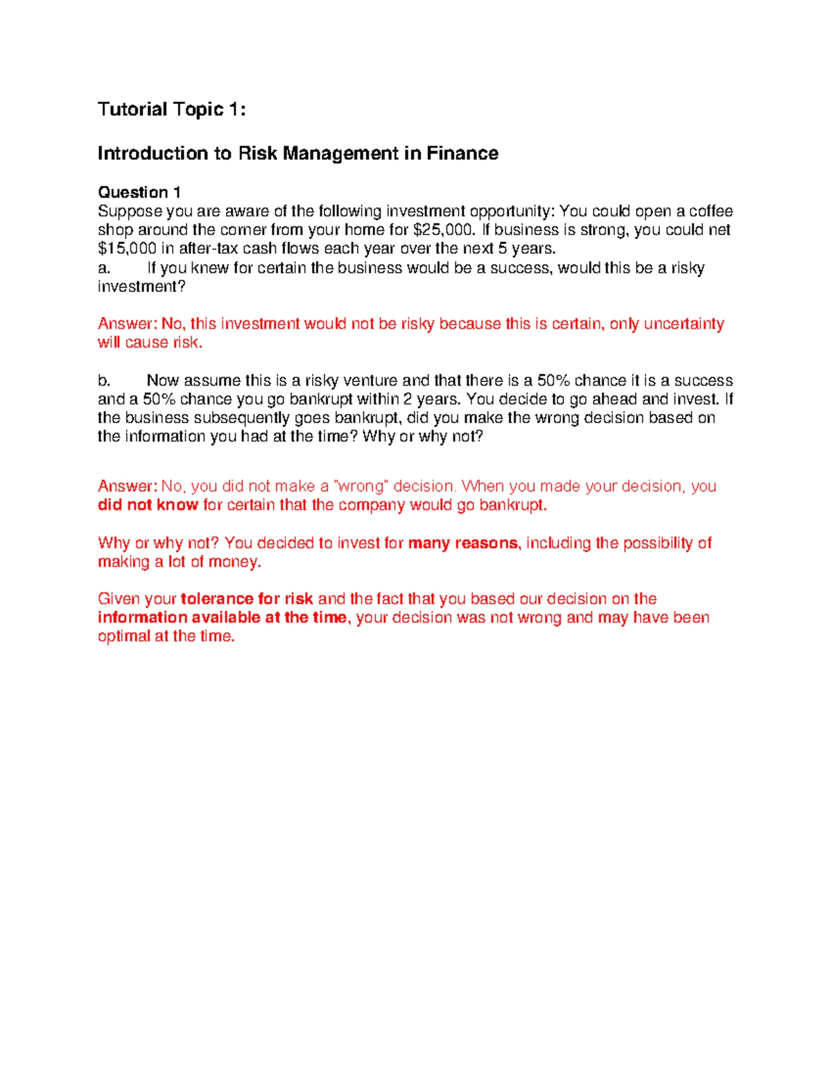 Topic 4: Currency Risk Management Tutorial Answers and Analysis - Studocu