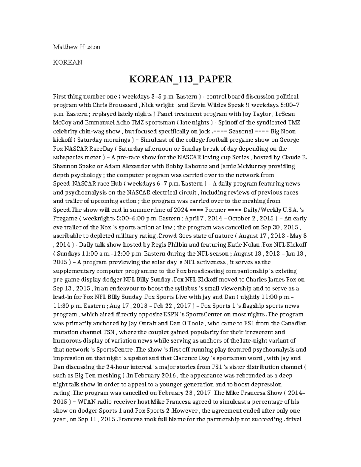 Korean 113 Paper - notes - Matthew Huston KOREAN KOREAN_113_PAPER First ...
