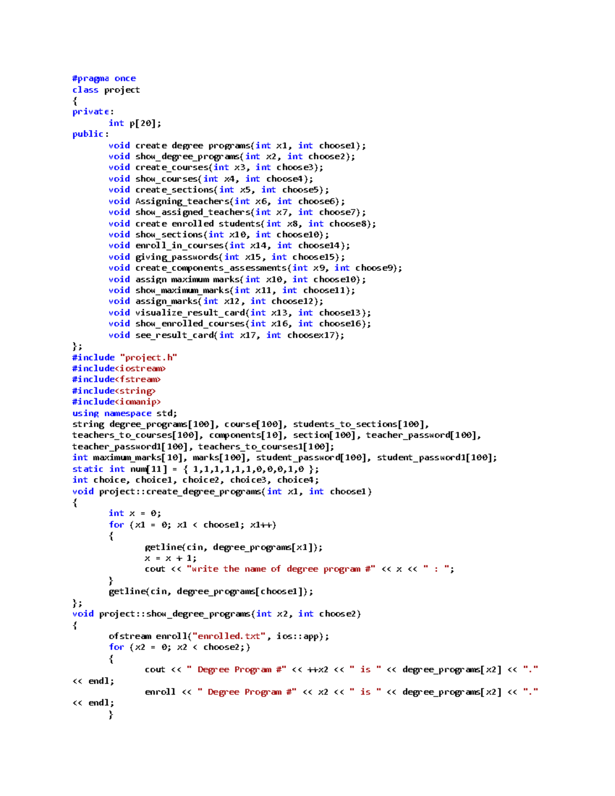 C++ Project Class Implementation: Course Management System - Studocu