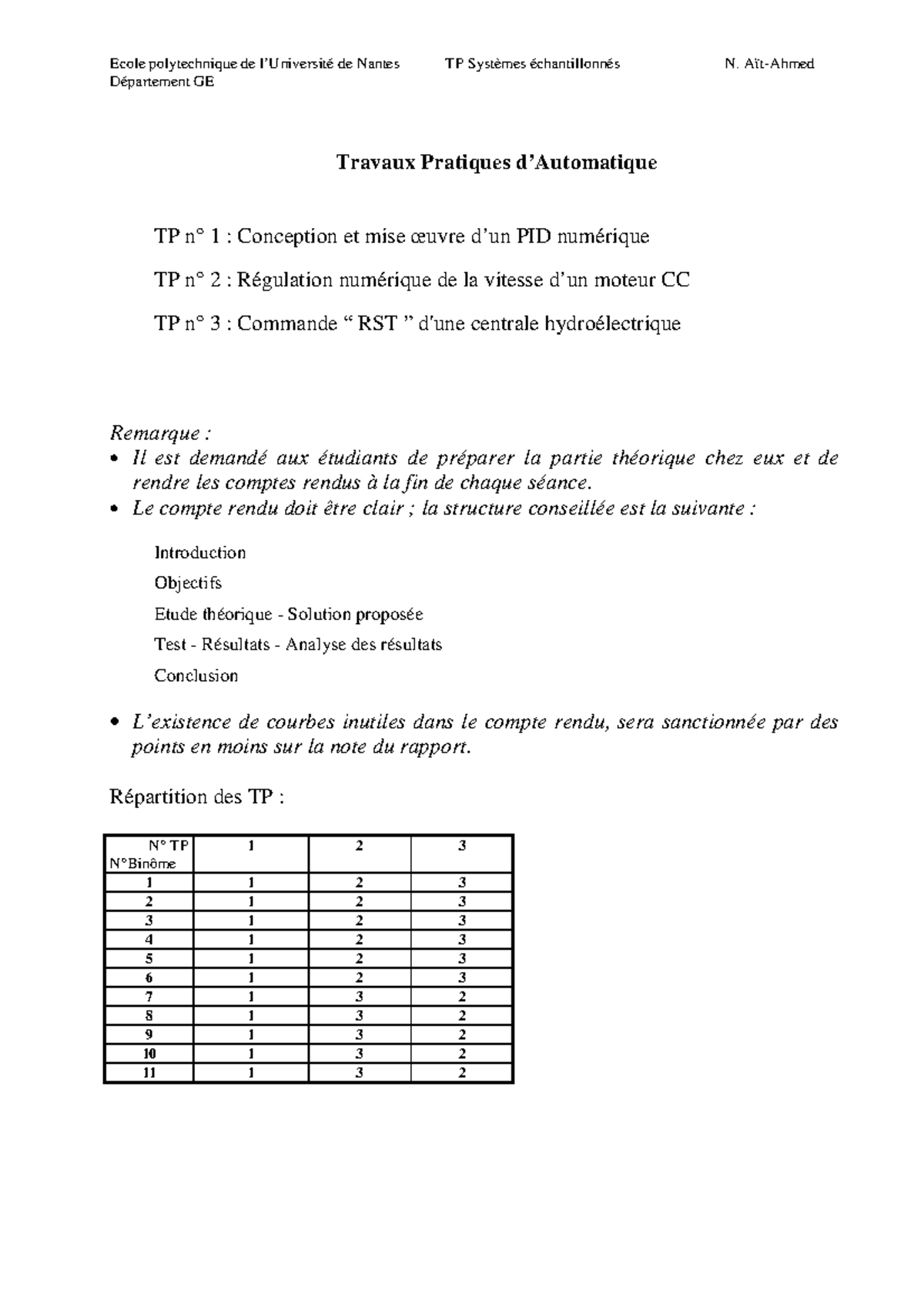 TP 1-3 : Conception et Régulation Numérique PID - Ecole Polytechnique ...