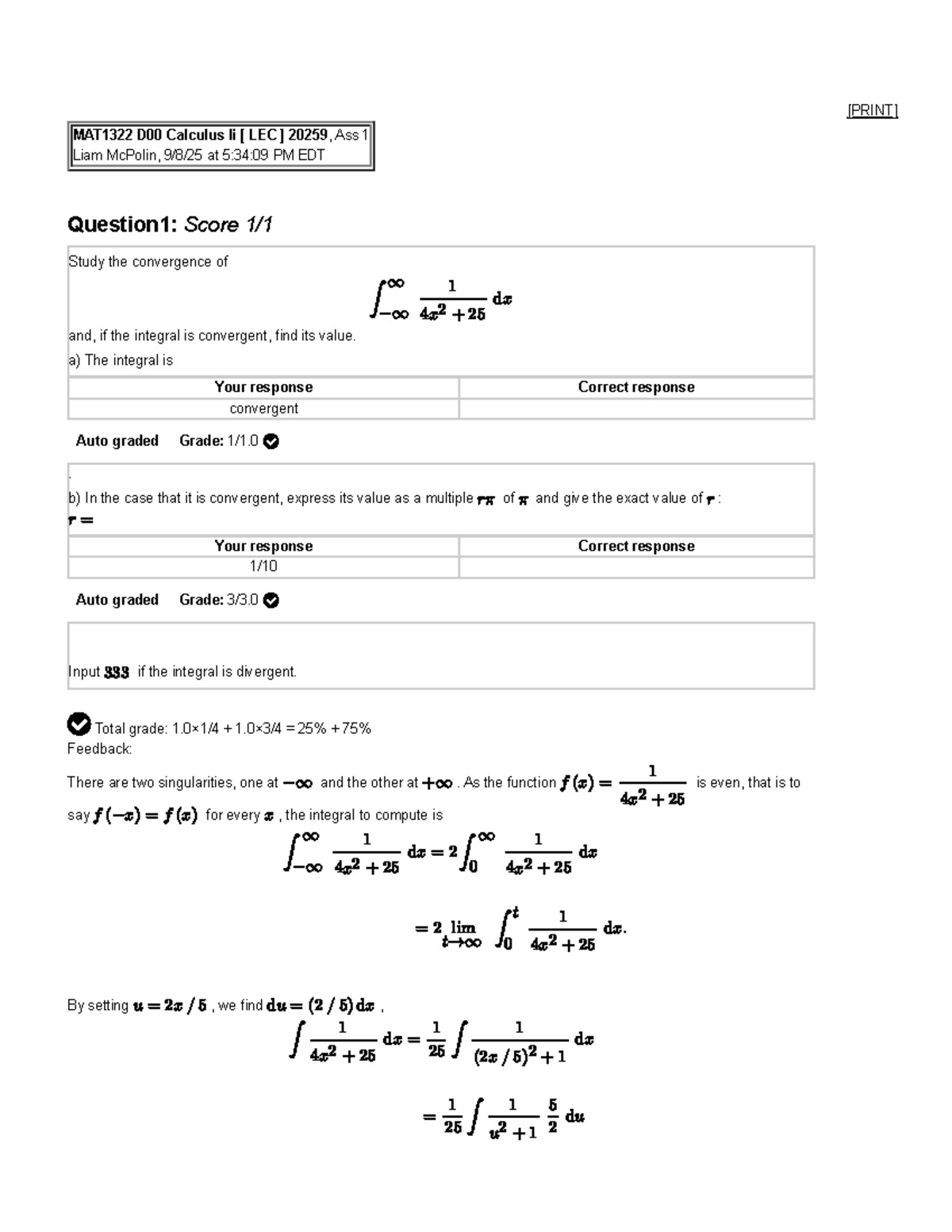 MAT1322 D00 Calculus II LEC 20259 - Assignment 1 Solutions - Studocu
