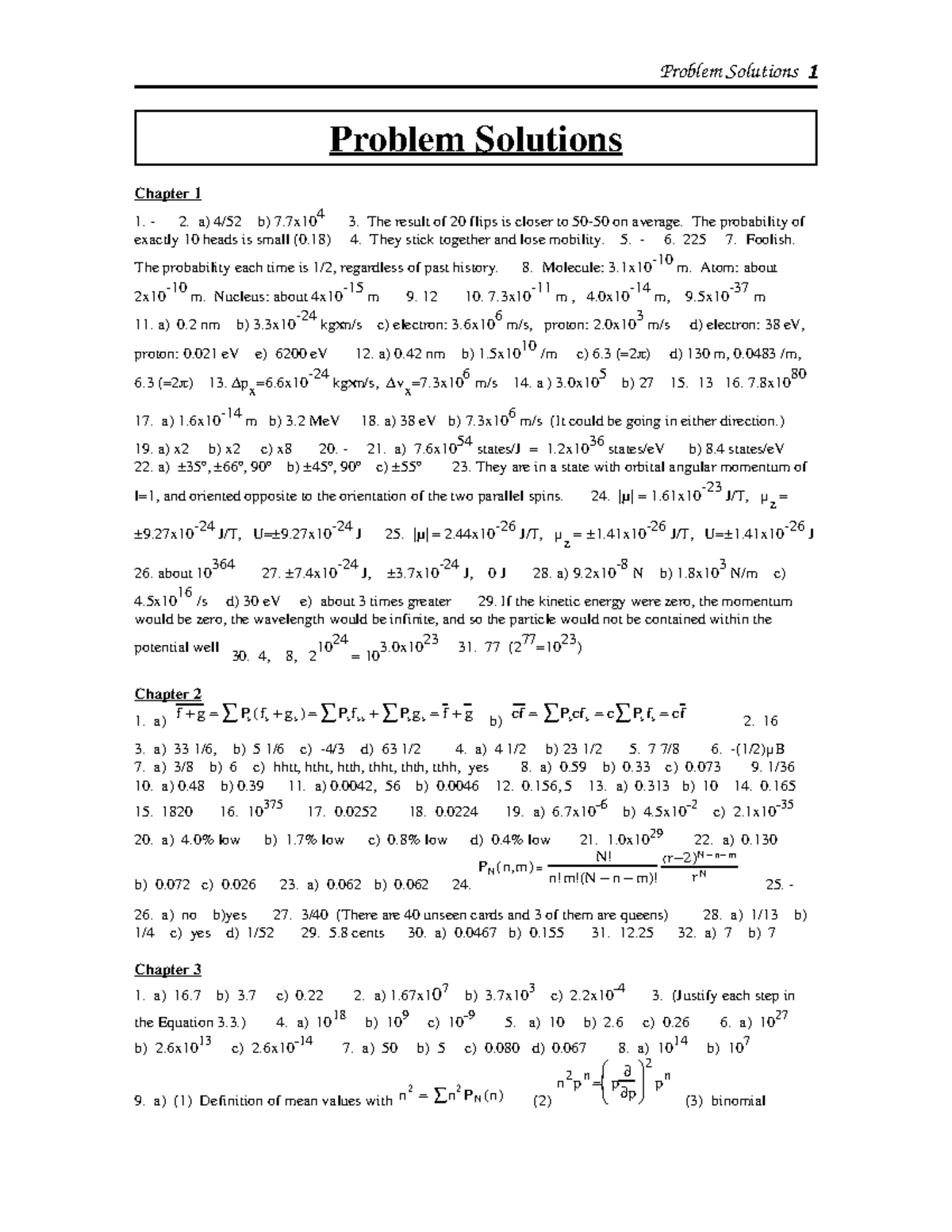 Manual - Problem Solutions Chapter 1 a) 4/52 b) 7 3. The result of 20 ...