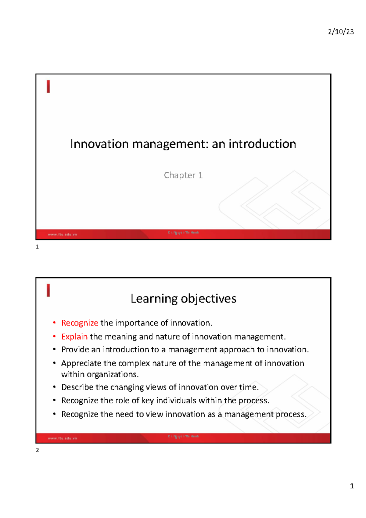 Innovation Management: An Introduction - Chapter 1 (Course Code) - Studocu