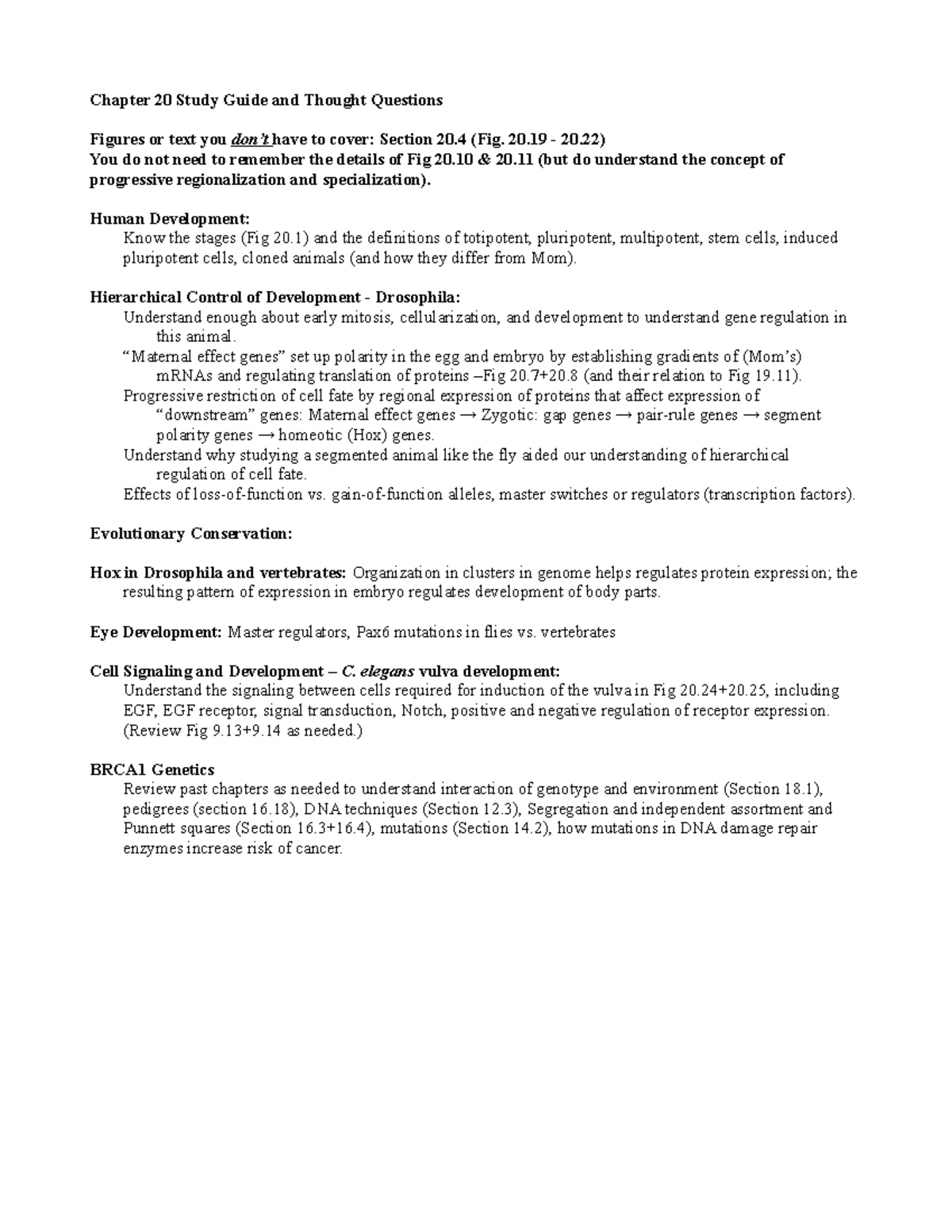 Ch20 Study+Q - ch 20 study guide - Chapter 20 Study Guide and Thought ...
