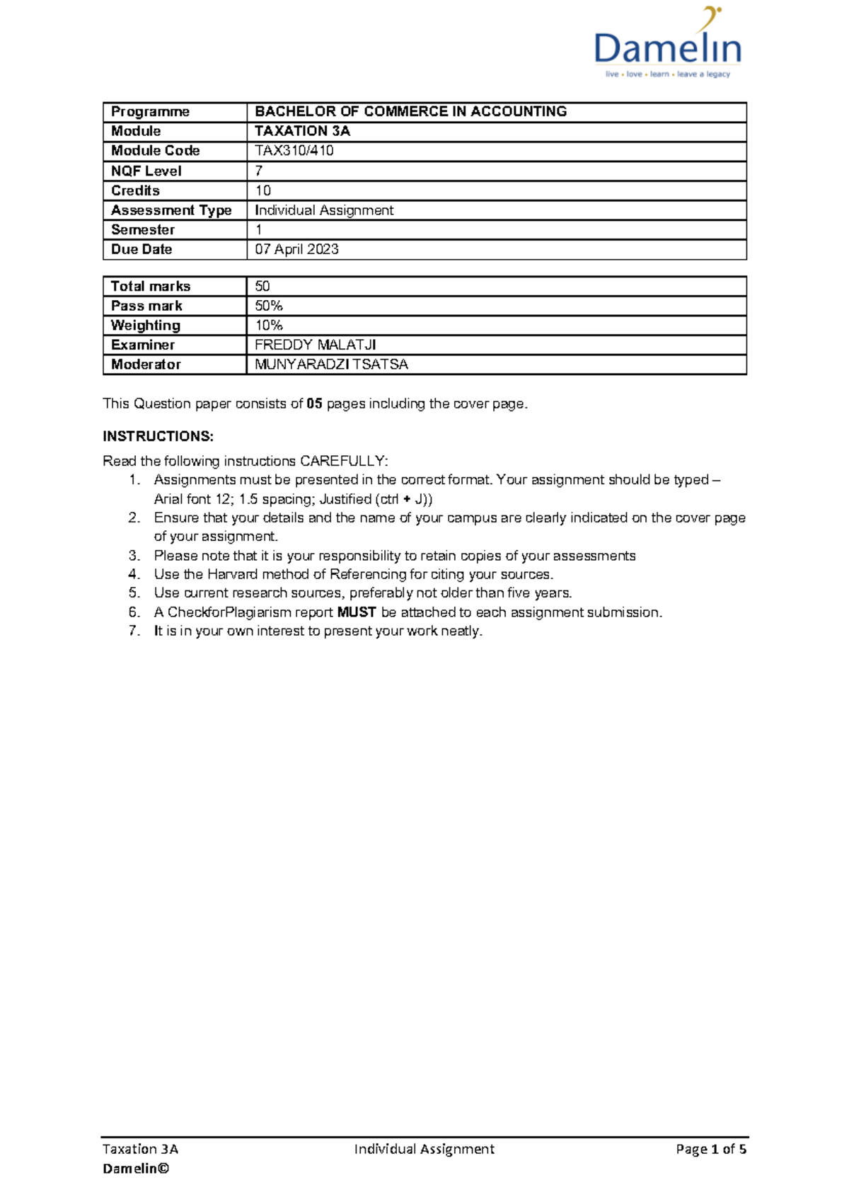 Taxation 3A Individual Assignment - Analysis and VAT Implications 2023 ...