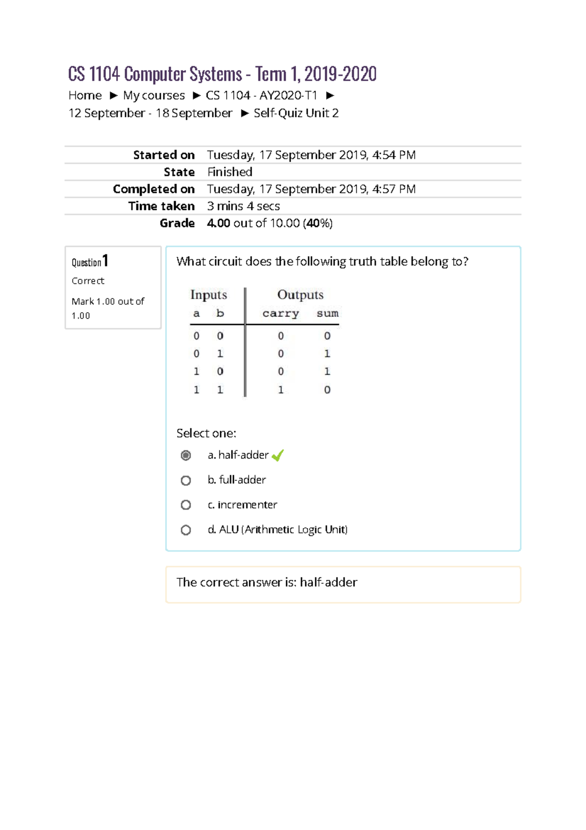 Self Quiz 2 - Good - Home My courses CS 1104 - AY2020-T1 12 September ...