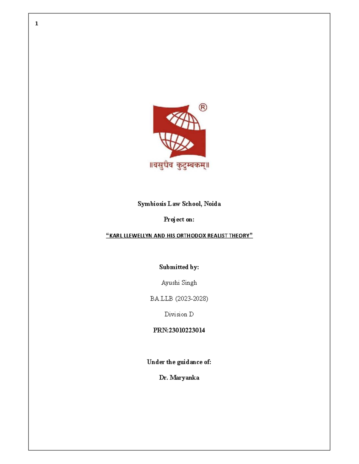 BA.LLB Project: Karl Llewellyn's Orthodox Realism and Legal Theory ...