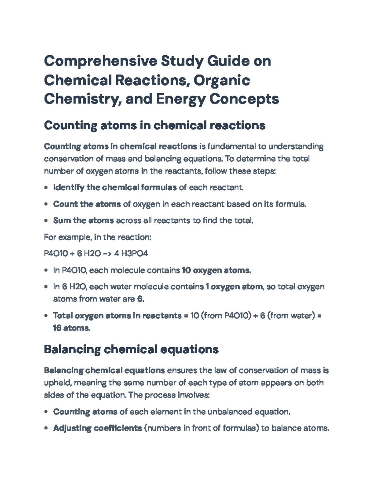 Comprehensive Study Guide: Chem Reactions & Org Chem Concepts (OC 101 ...