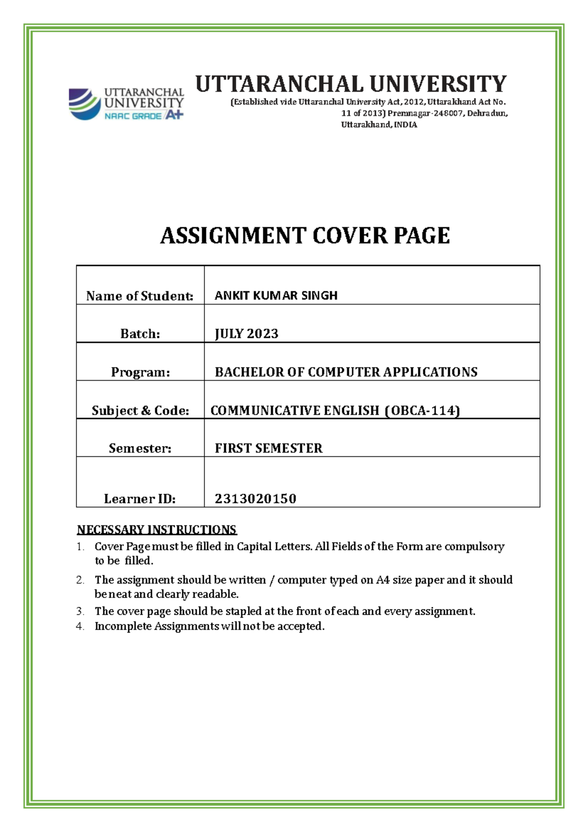 BCA-1st Sem Assignment: Business Etiquette & Communication Insights ...