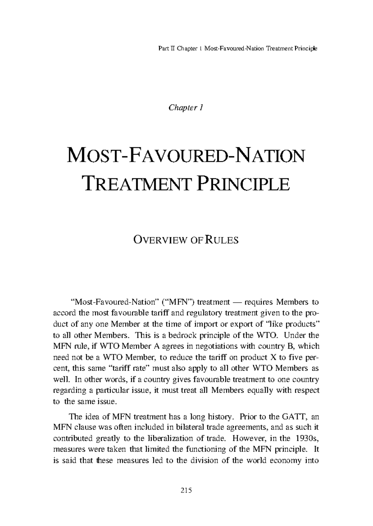 MFN Treatment Principle - Overview of Rules and Legal Framework - Studocu