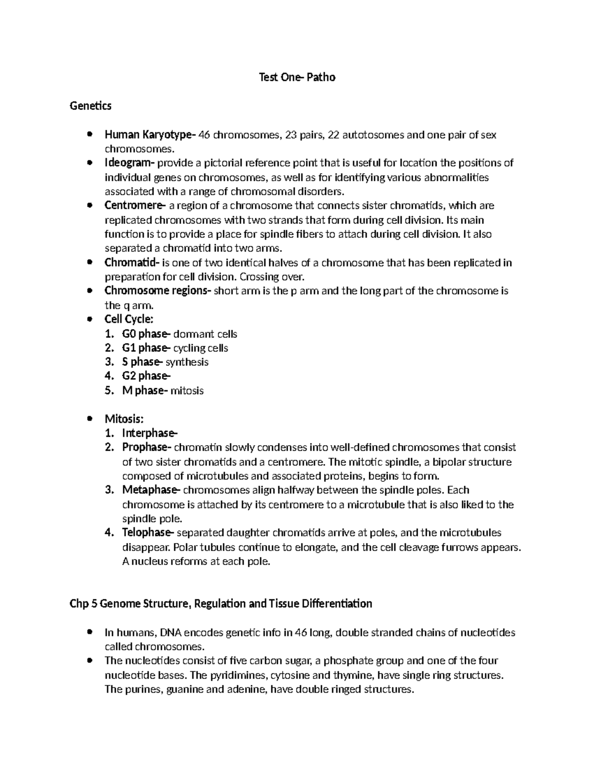 Patho 101: Test One Study Notes on Genetics and Chromosomal Disorders ...