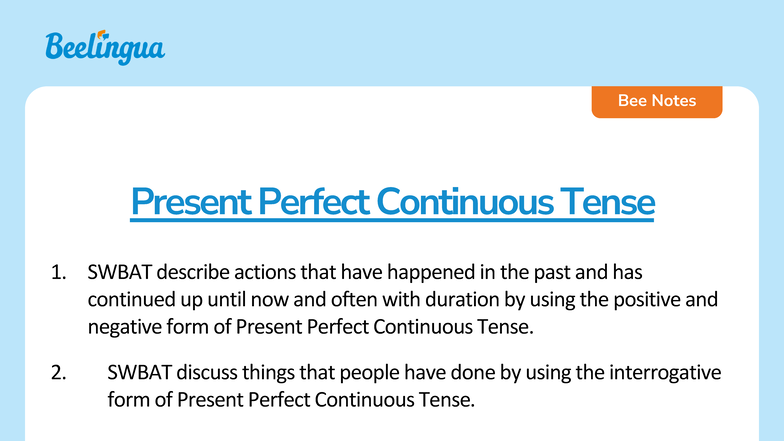 ENGB22U6BN1V1 - Present Perfect Continuous Tense Notes - Studocu
