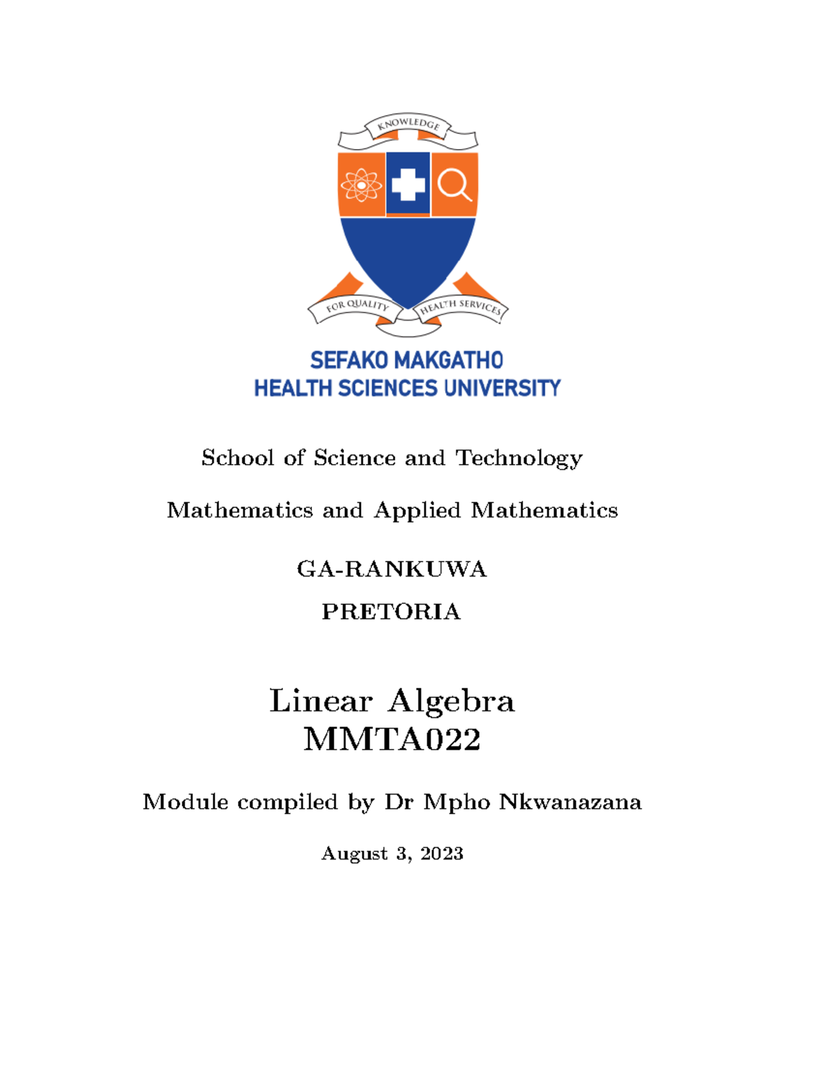 Linear Algebra MMTA022: Practice Material and Study Guide - Studocu