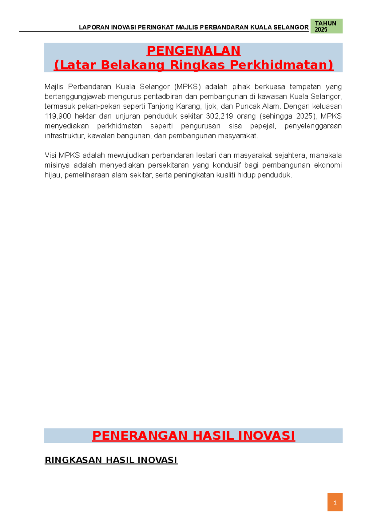 LAPORAN INOVASI KLPP: PENGURUSAN SISA ORGANIK MAJLIS PERBANDARAN KUALA ...
