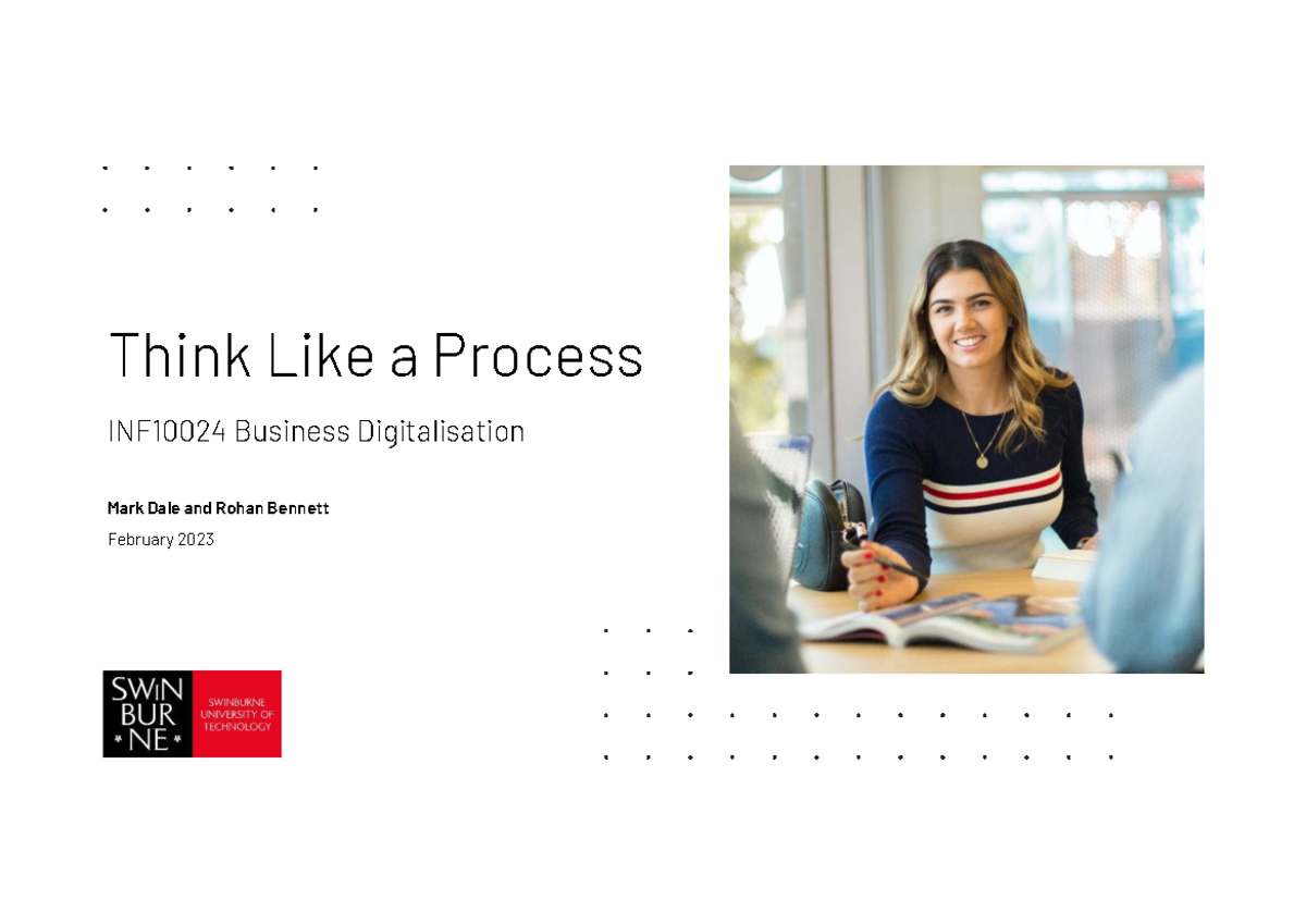 INF10024 2023 Lecture Notes: Understanding Business Processes - Studocu