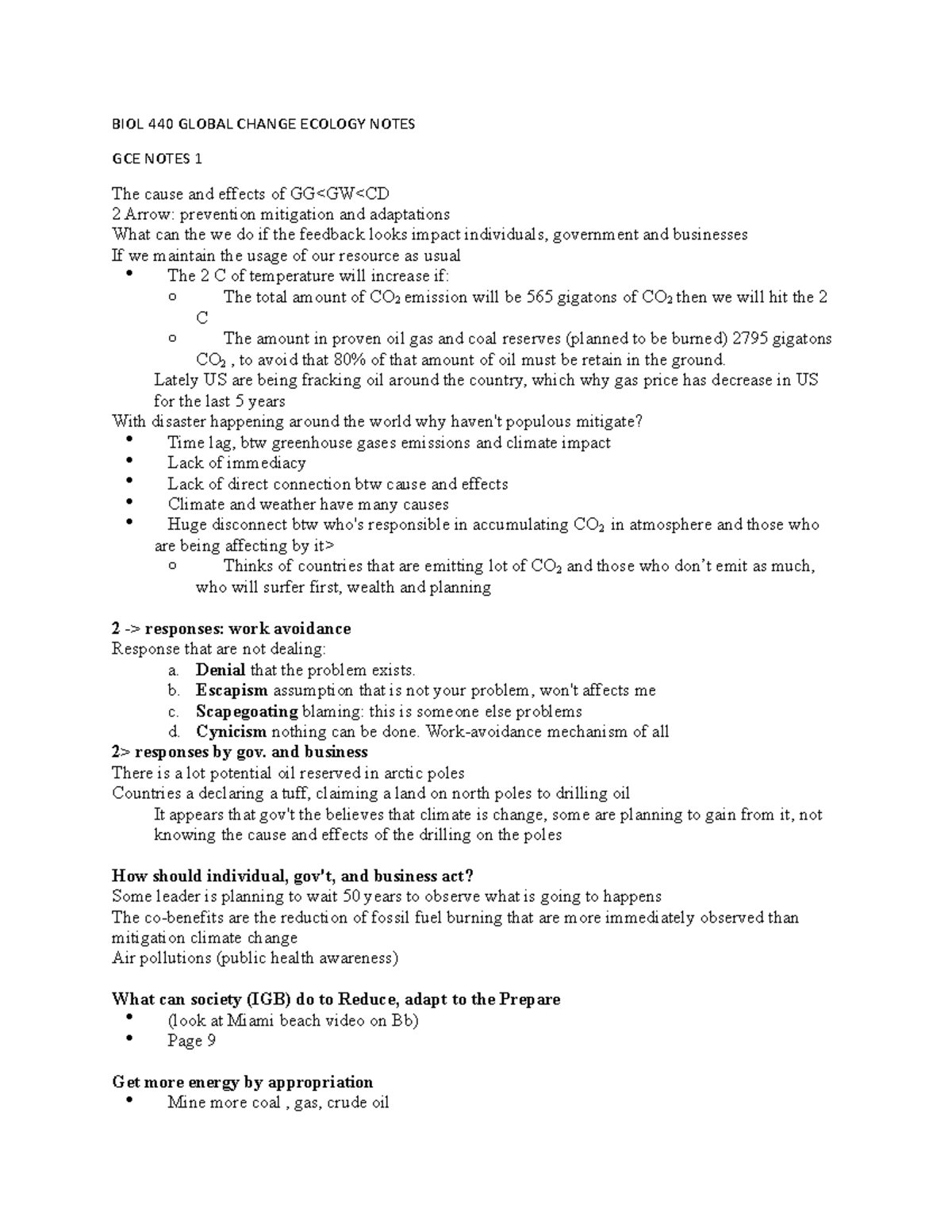 BIOL 440 Global Change Ecology Final Exam Study Notes - Studocu