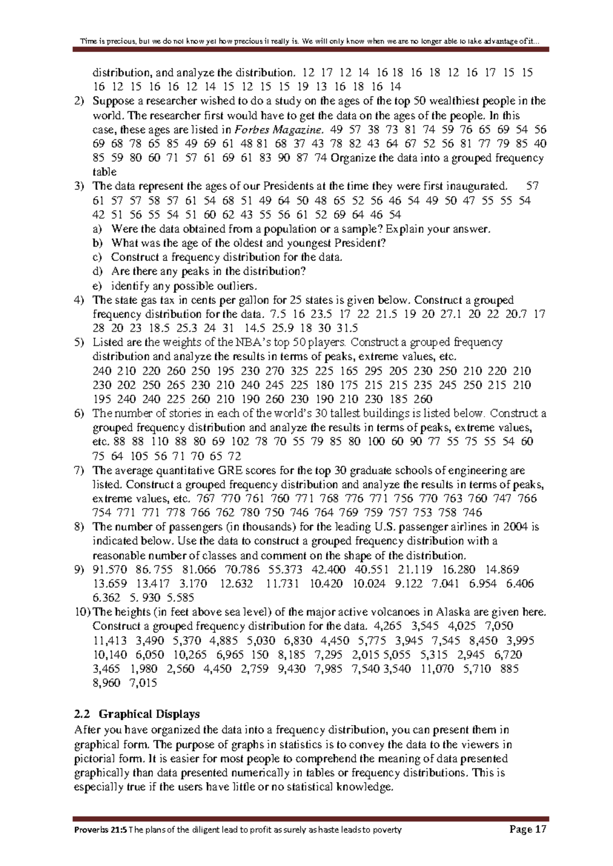Math 141 - Lecture Notes on Data Presentation and Frequency ...