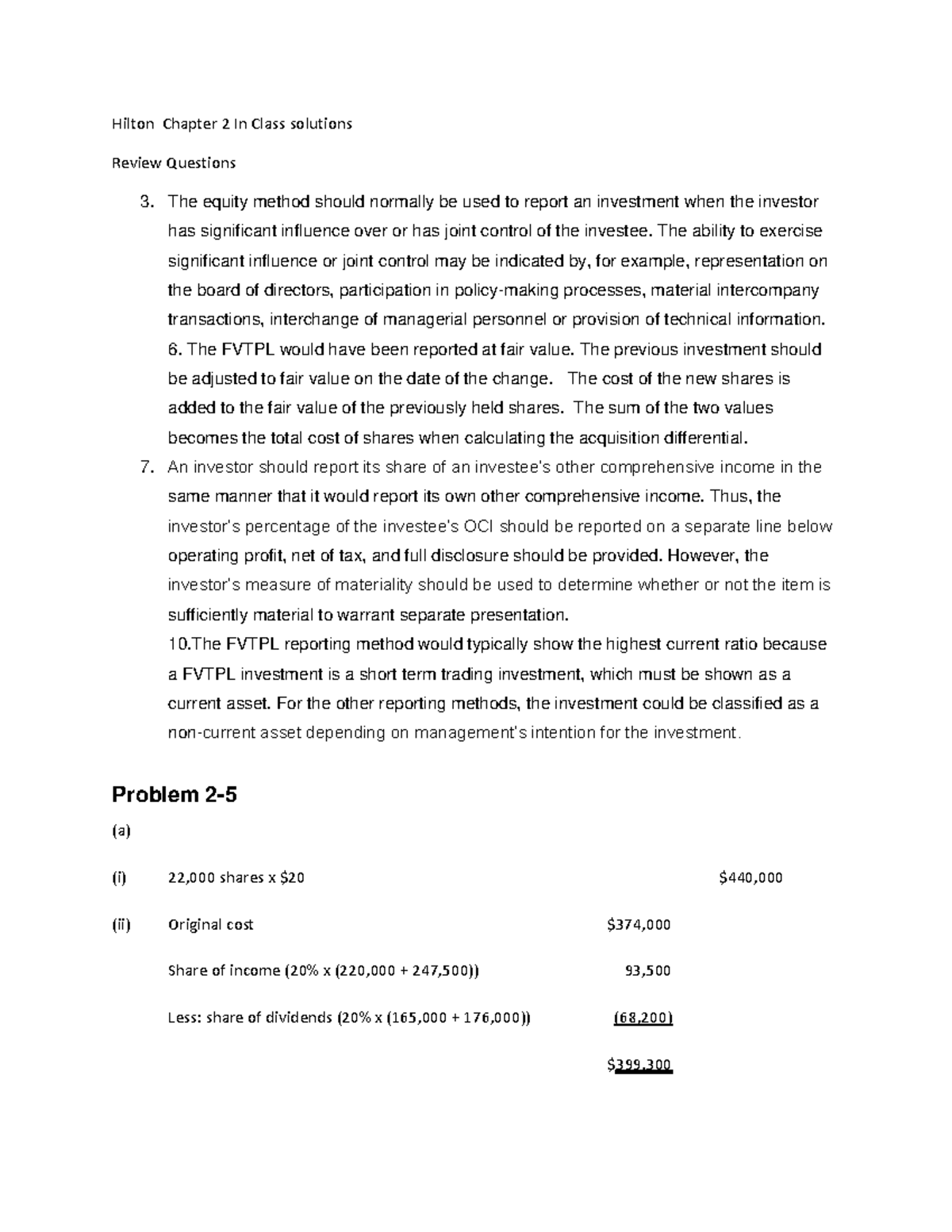 Hilton ACCT 101 Chapter 2 In-Class Solutions Review Notes - Studocu