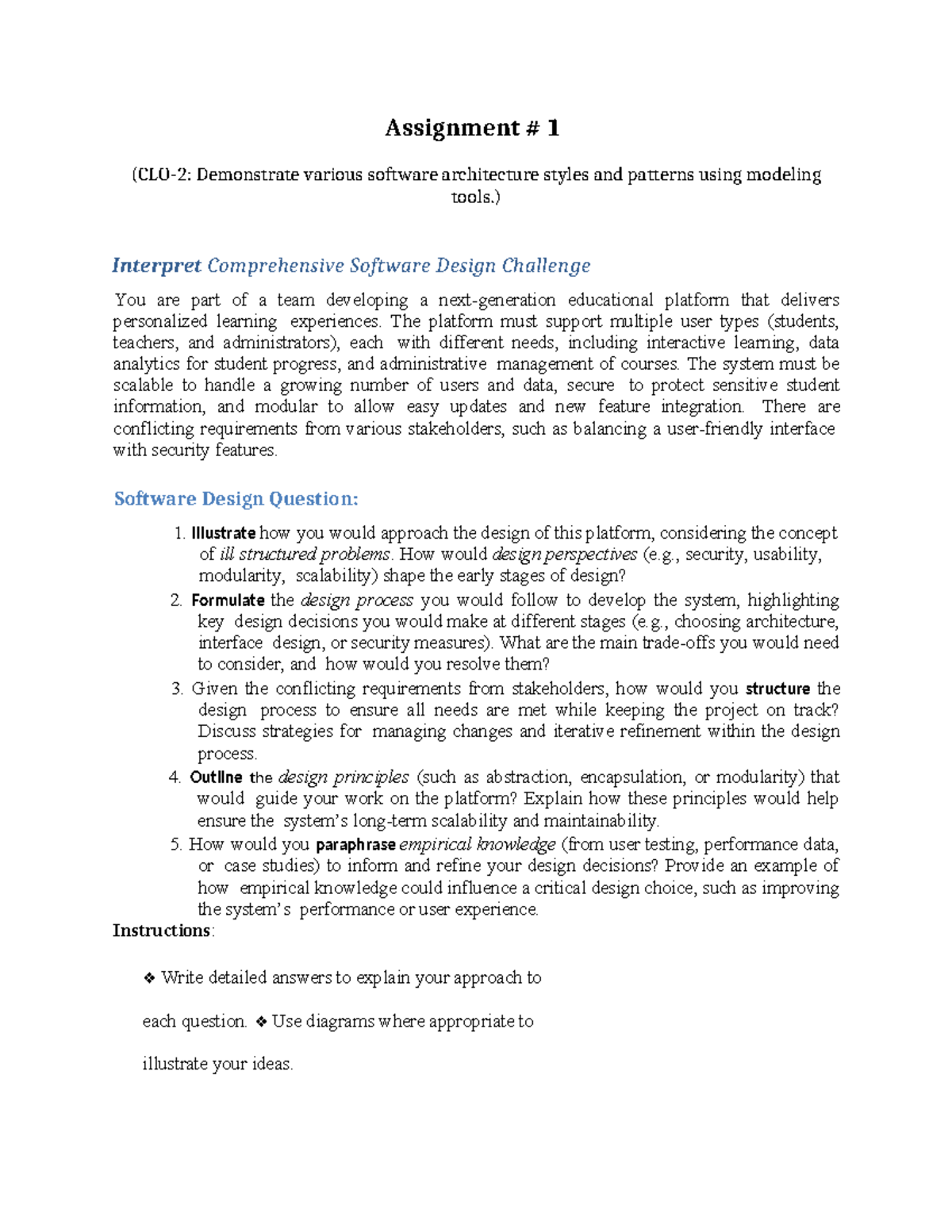 Assignment 1: Software Architecture Styles & Design Strategies for ...