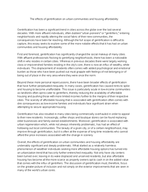 The impact of gentrification on urban communities and social inequality ...