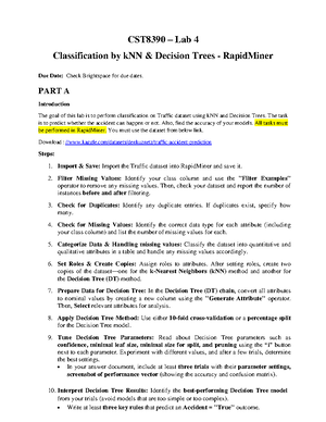 Lab3 Decision Tree - Lab 3 exercice - CST8390 – Lab 3 Classification by ...