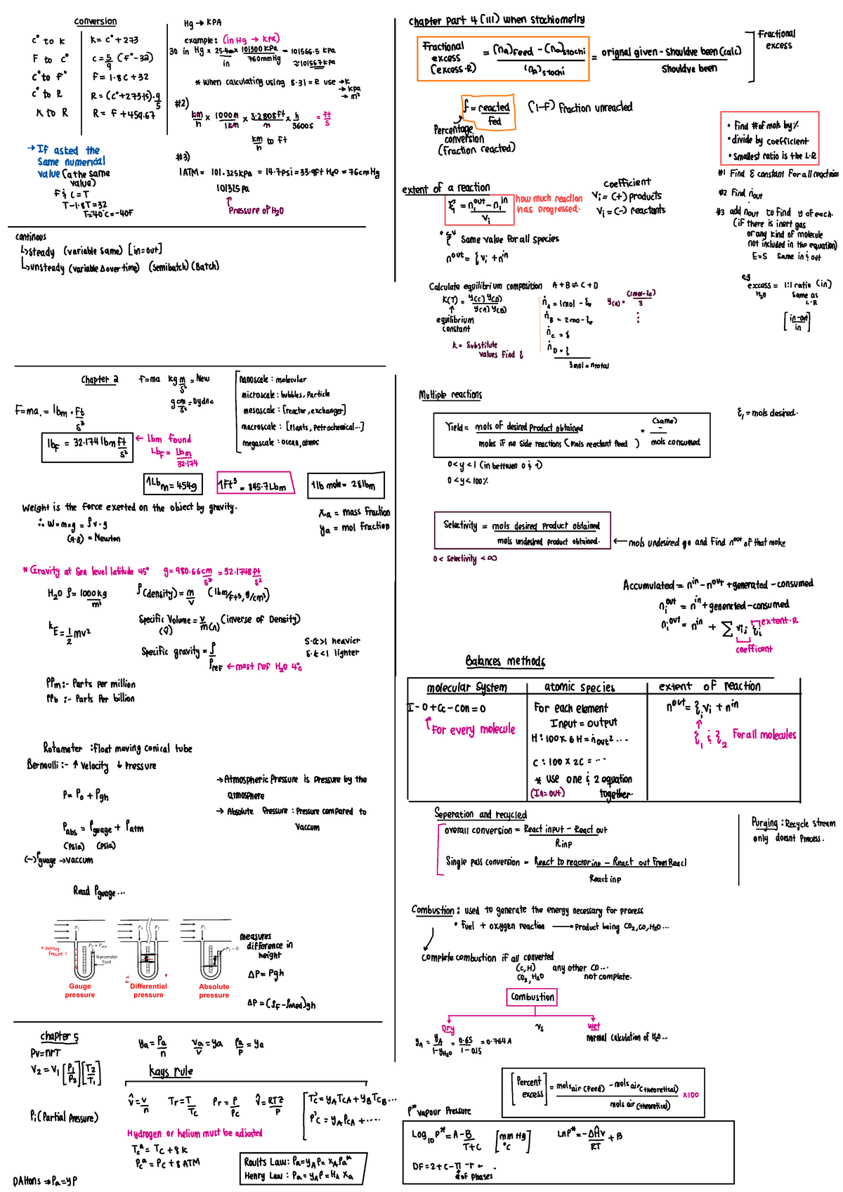 CHEM 101: Summary of Chapter 4 - Stoichiometry & Pressure Conversions ...