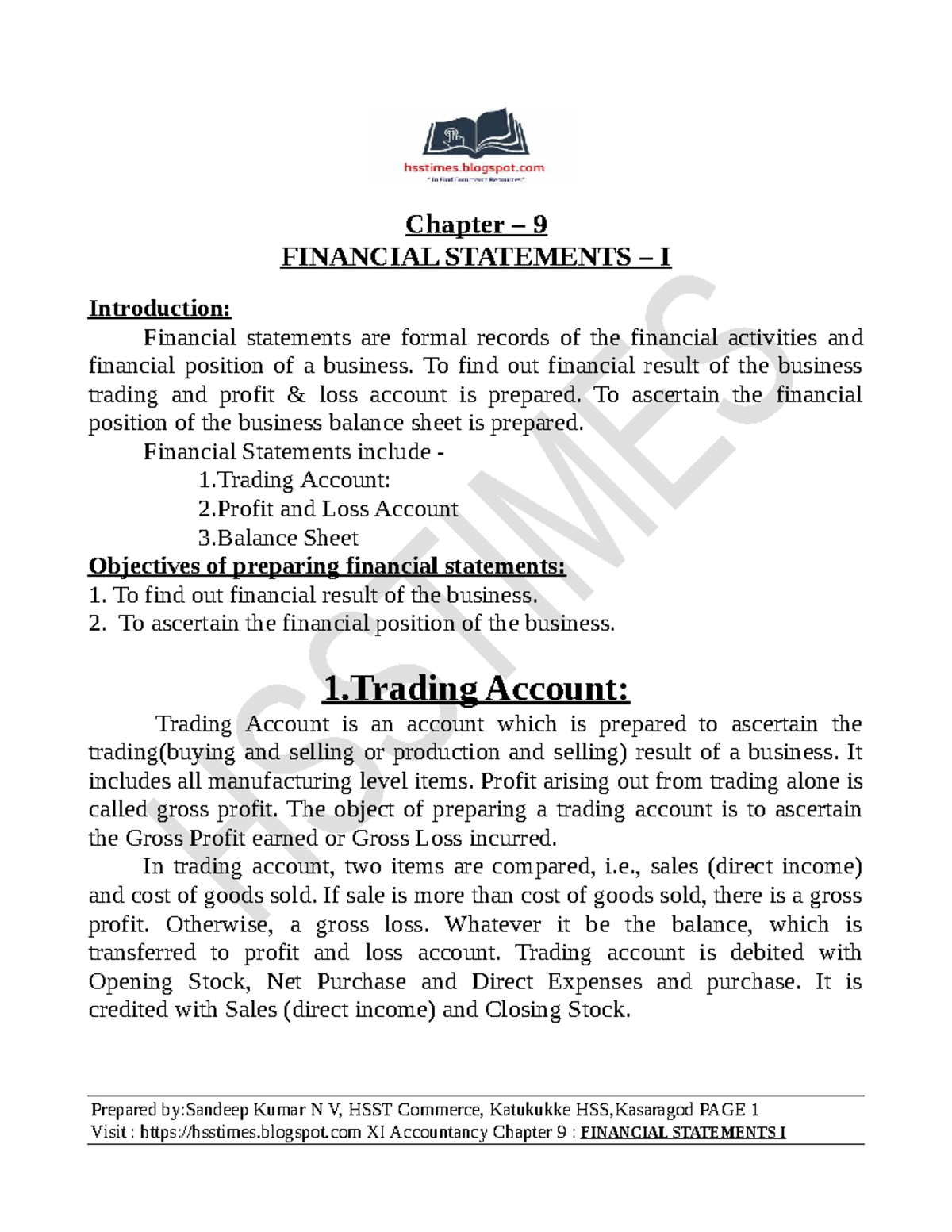 Chapter 9: Financial Statements I - Comprehensive Notes (HSST) - Studocu