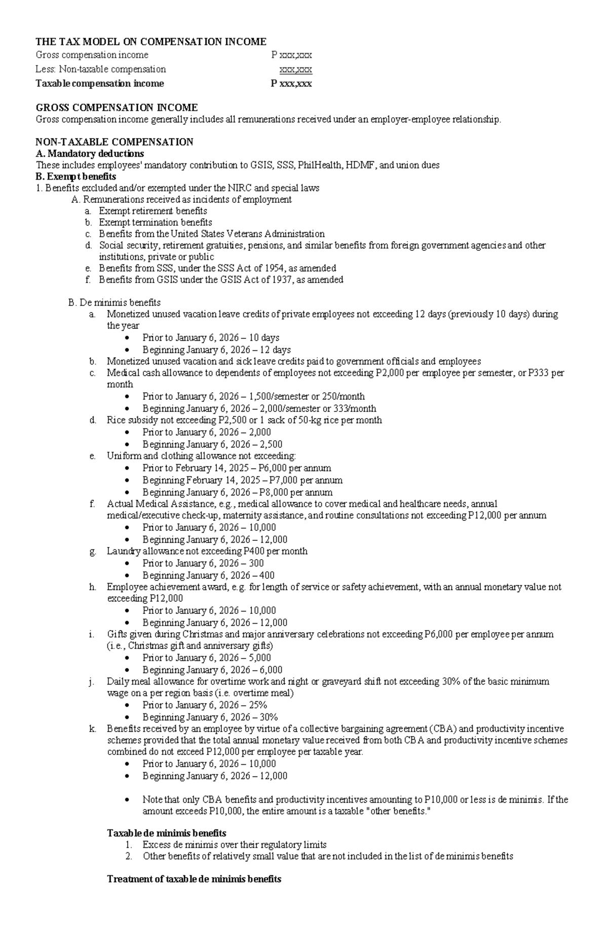 Compensation Income Tax Model Overview (Course Code: HO) - Studocu