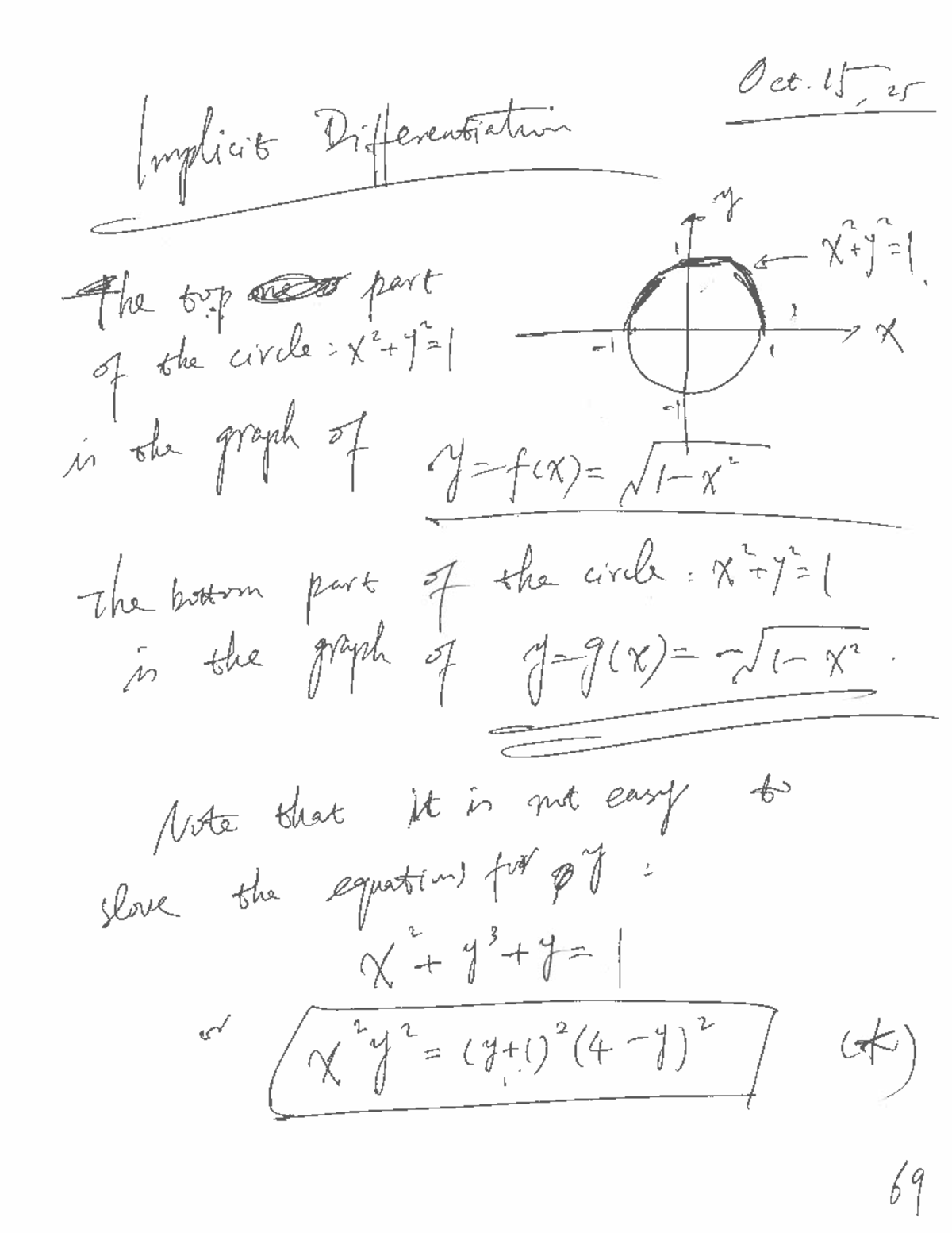 M110 Implicit Differentiation & Inverse Functions Notes (Oct 15-24 ...