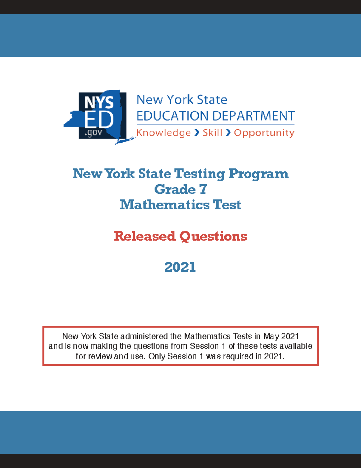 2021 NYS Grade 7 Math Test Released Questions - Session 1 - Studocu
