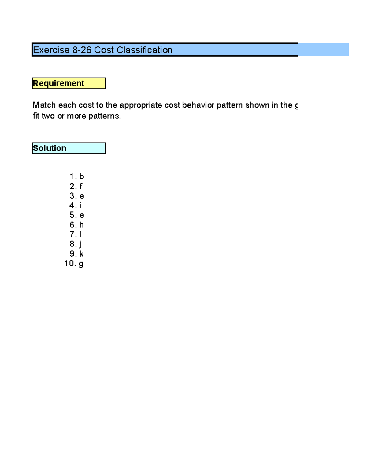 Cost Classification and Estimation Exercises (Finance 101) - Studocu