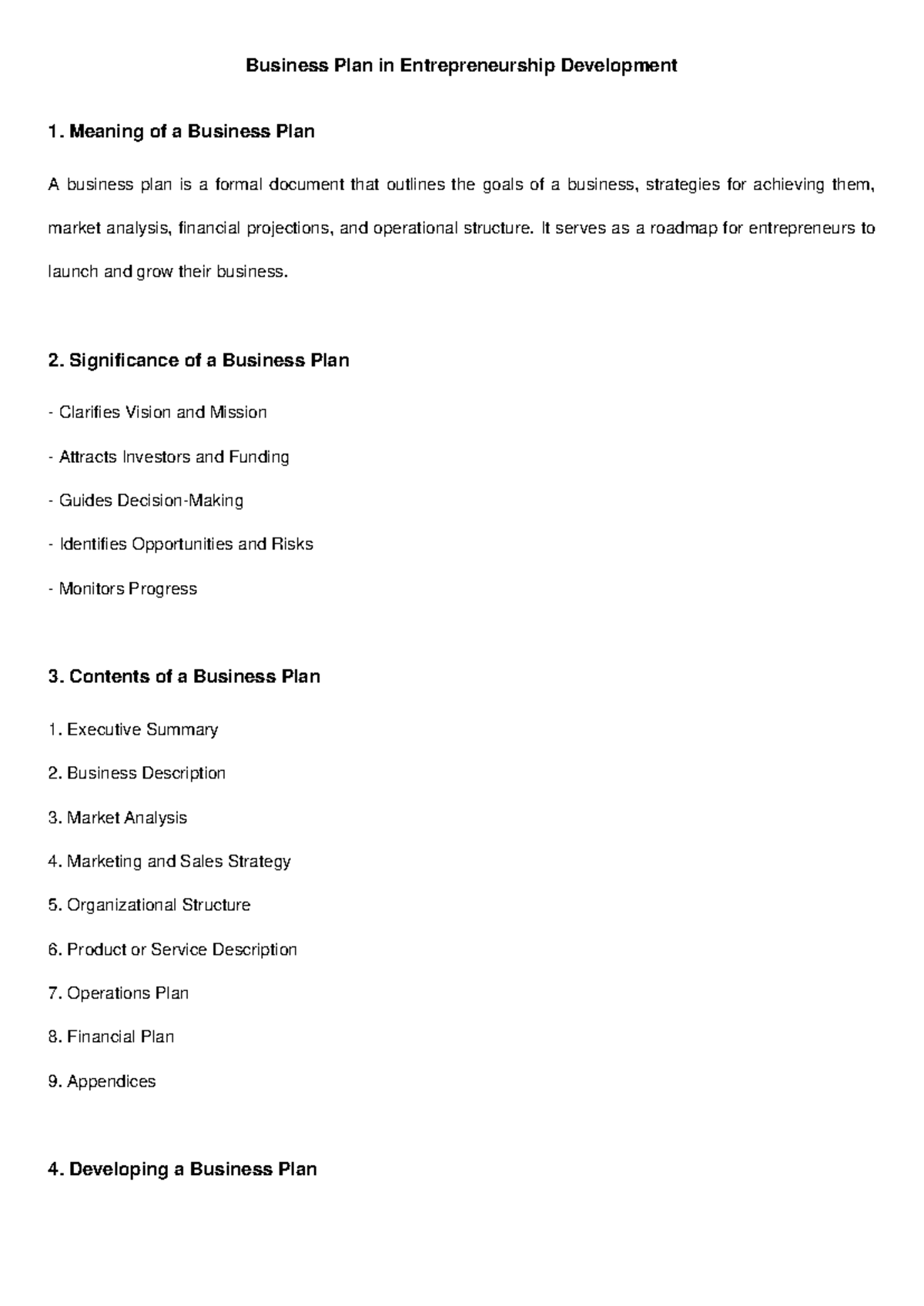 Business Plan for Entrepreneurship Development: Key Components ...