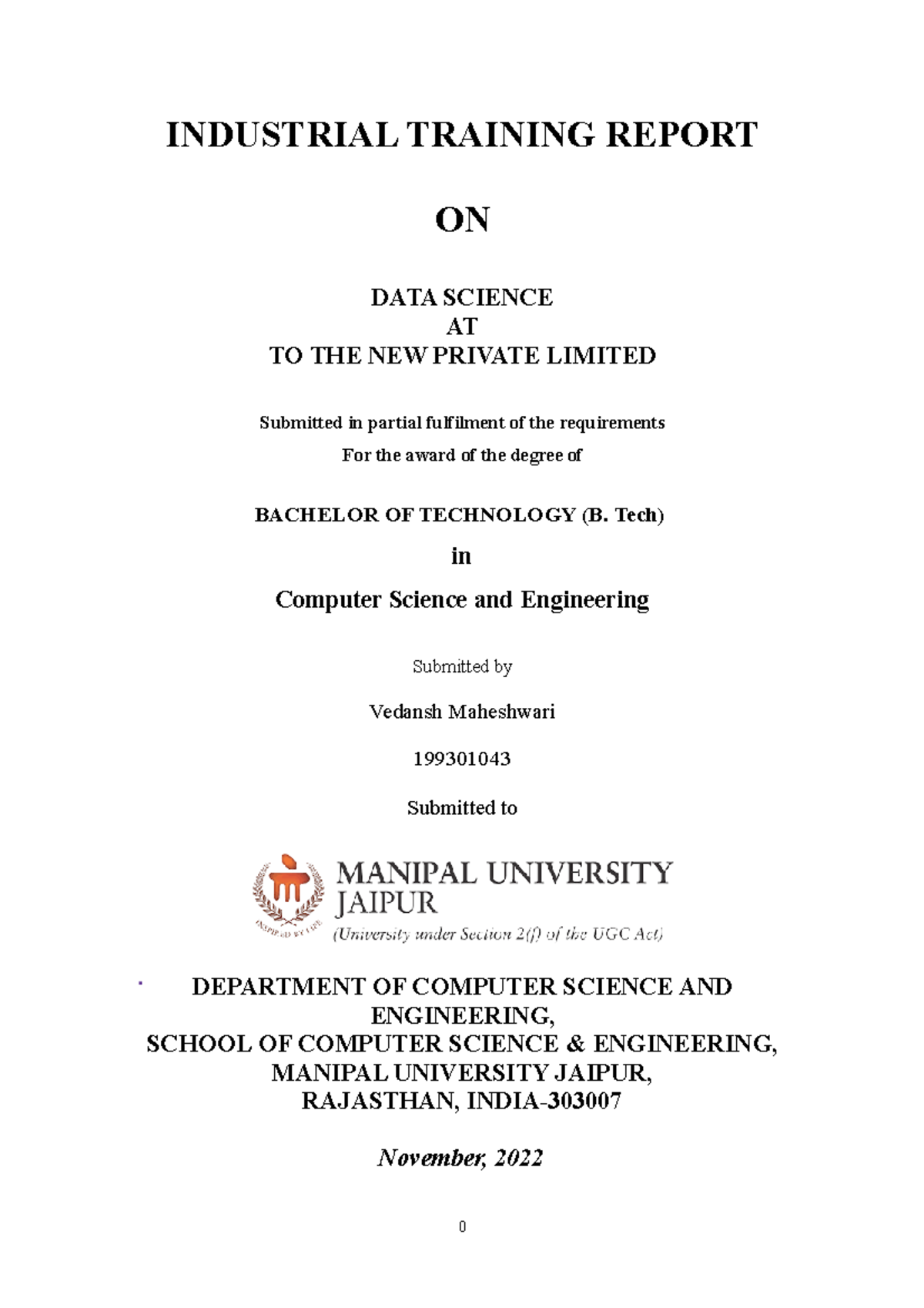 Internship Report on Data Science at To The New Pvt. Ltd. - Studocu