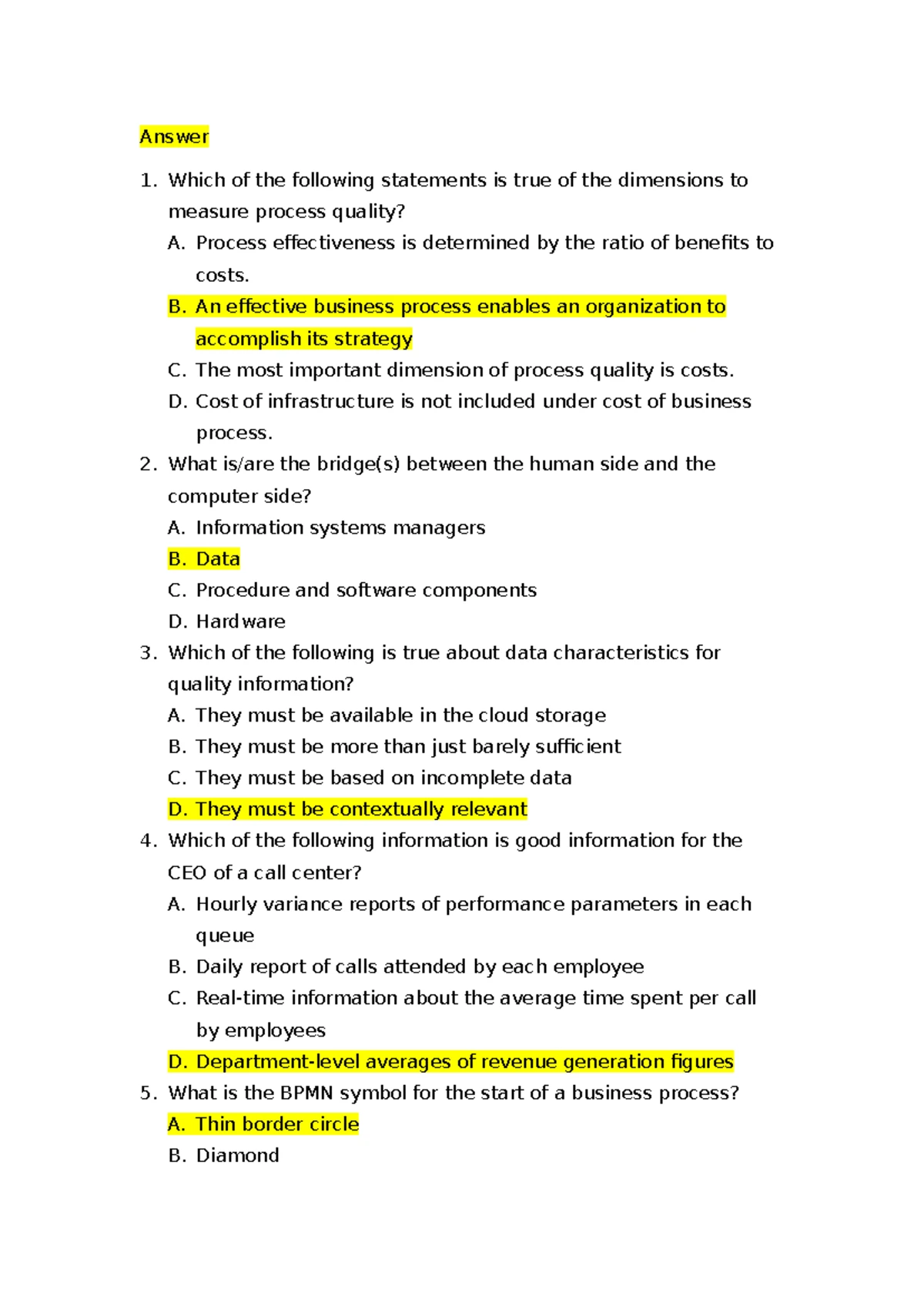 CB2300 Management Quiz 1 Study Notes for Revision - Studocu