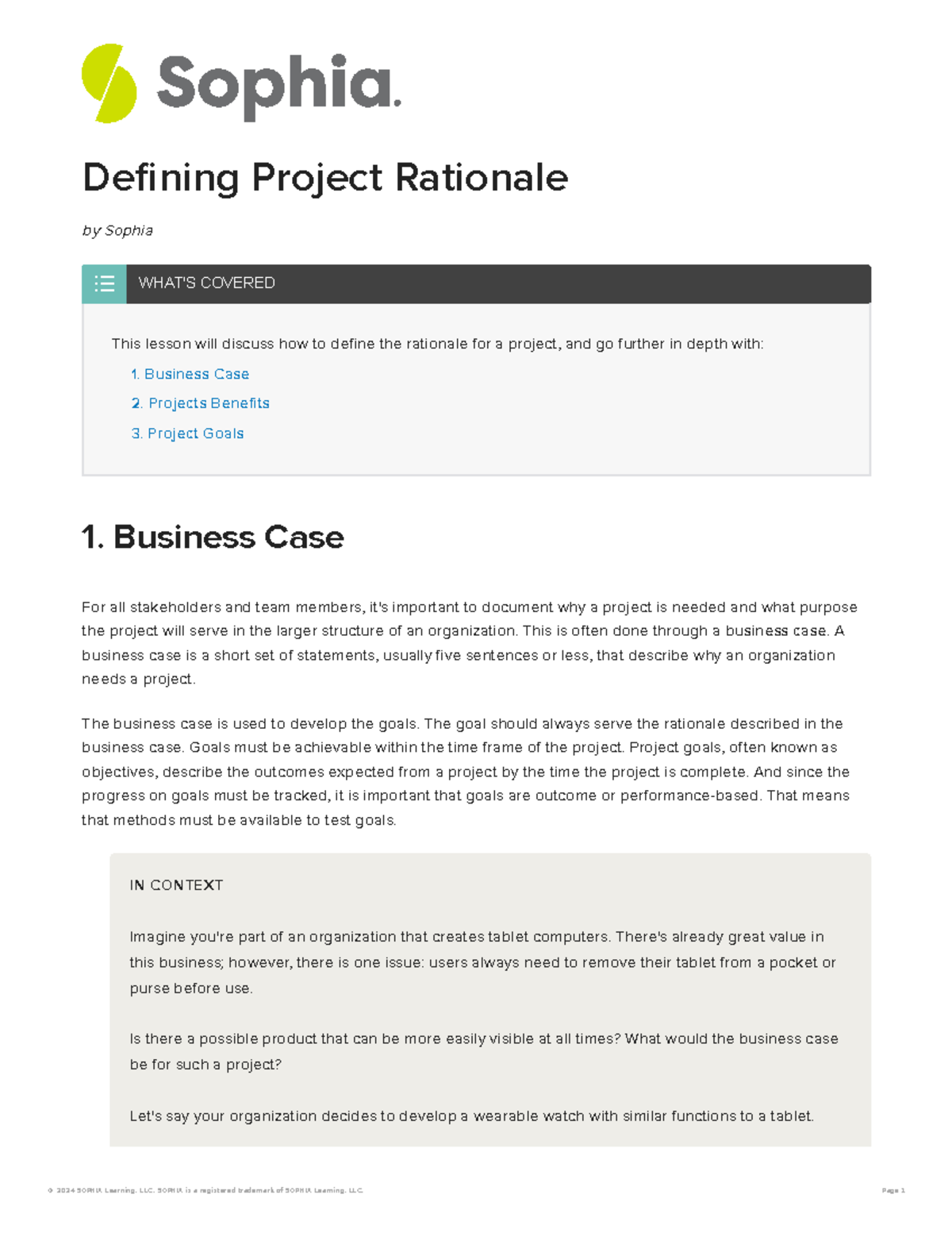 Defining Project Rationale: Business Case & Benefits (1.2.2) - Studocu
