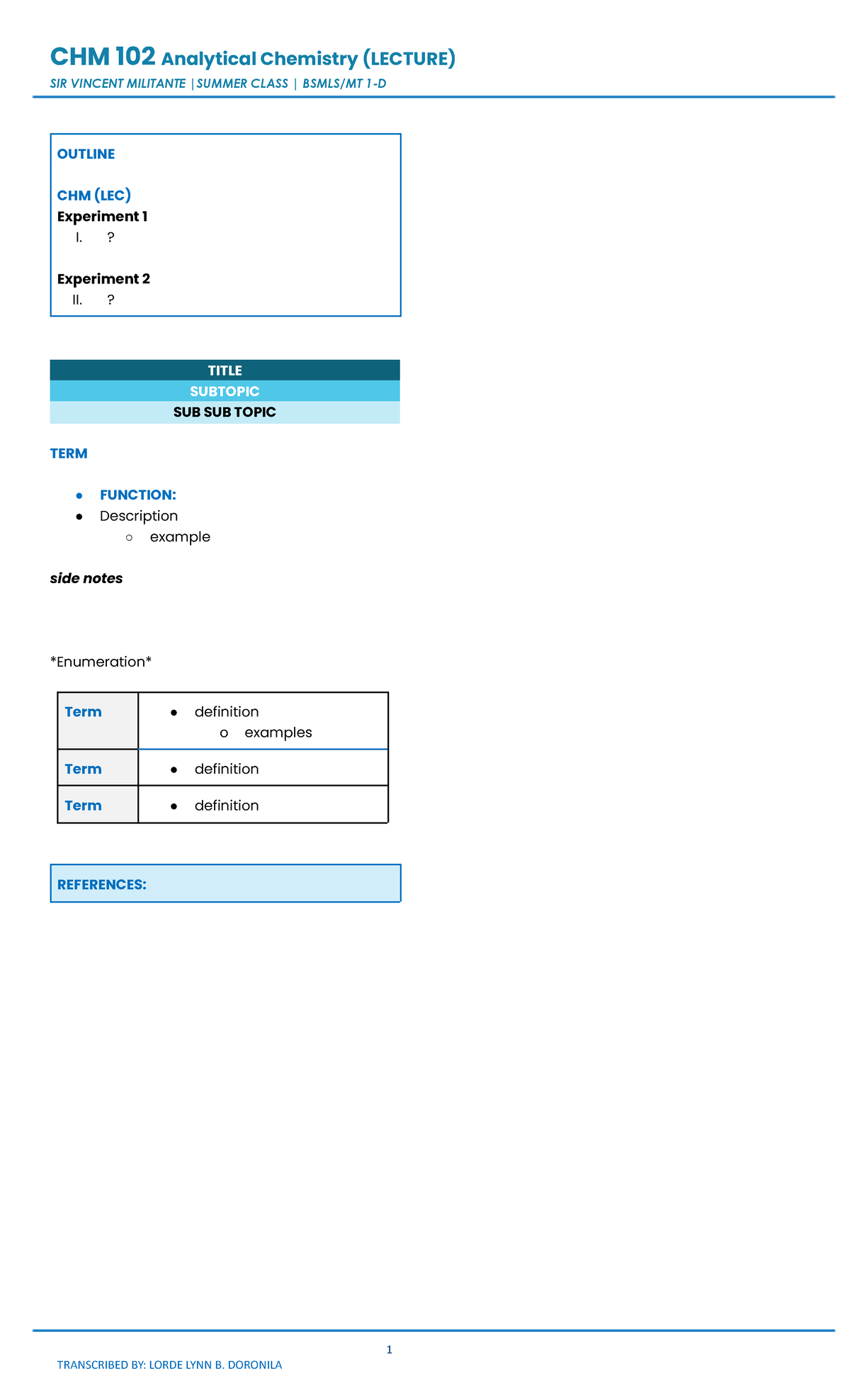 CHM 102 Laboratory: Analytical Chemistry Lecture Notes and Experiments ...