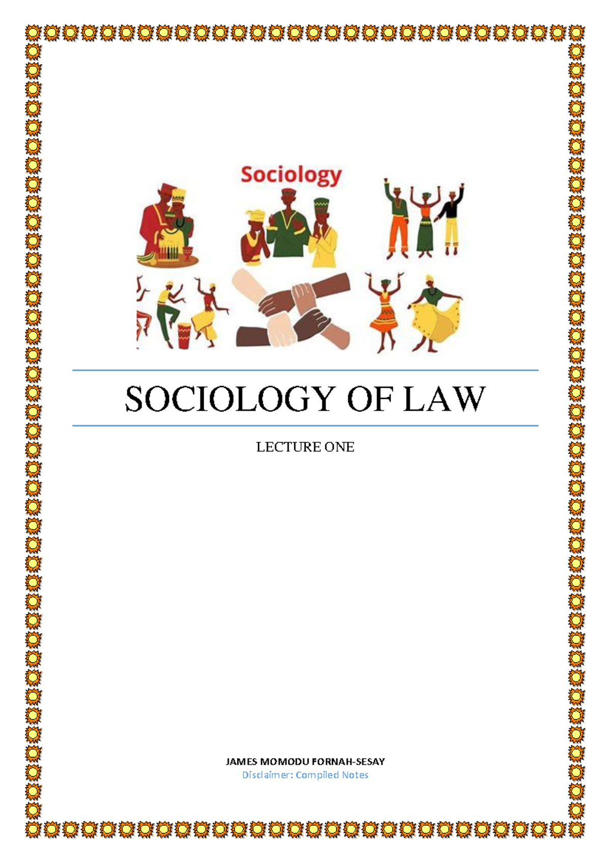 SOC 101: Sociology of Law - Lecture One Notes by James Momodu - Studocu