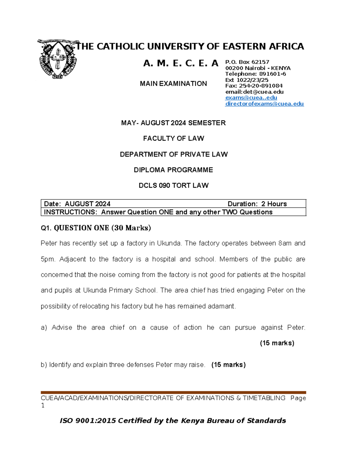DCLS 090 final exam notes on tort law - August 2024 - Studocu