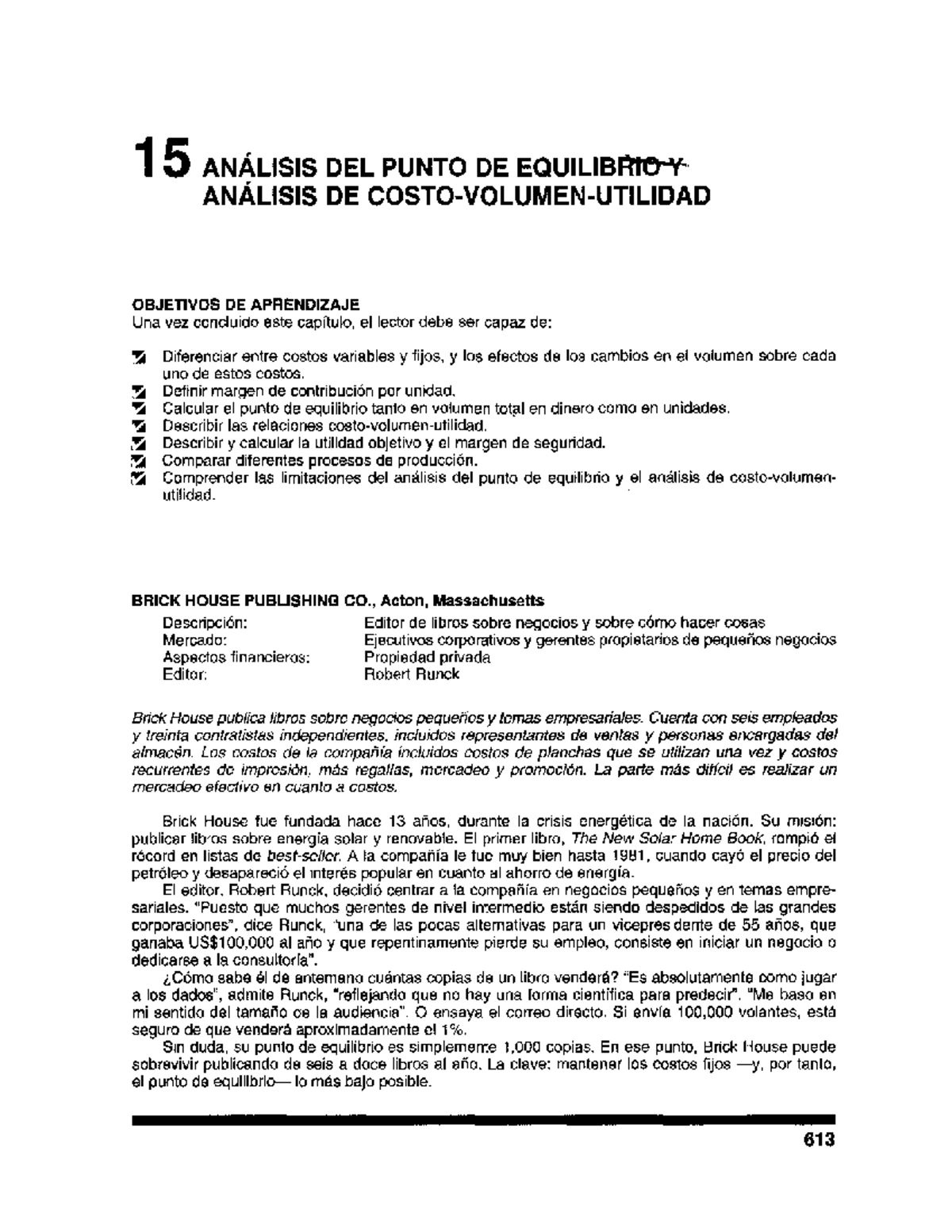 Capitulo 15 analisis de punto de equilibrio costos 2 - 15 ANÁLISIS DEL ...