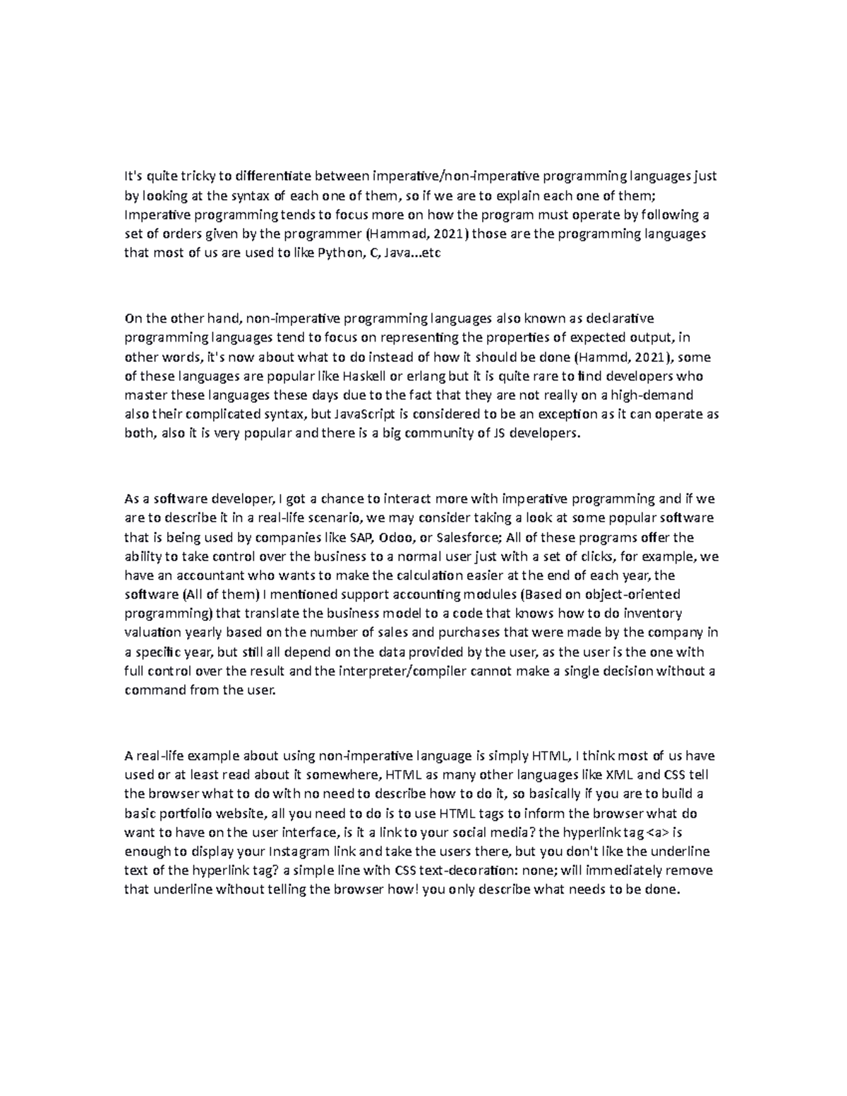 Written 2 - It's quite tricky to differentiate between imperative/non ...