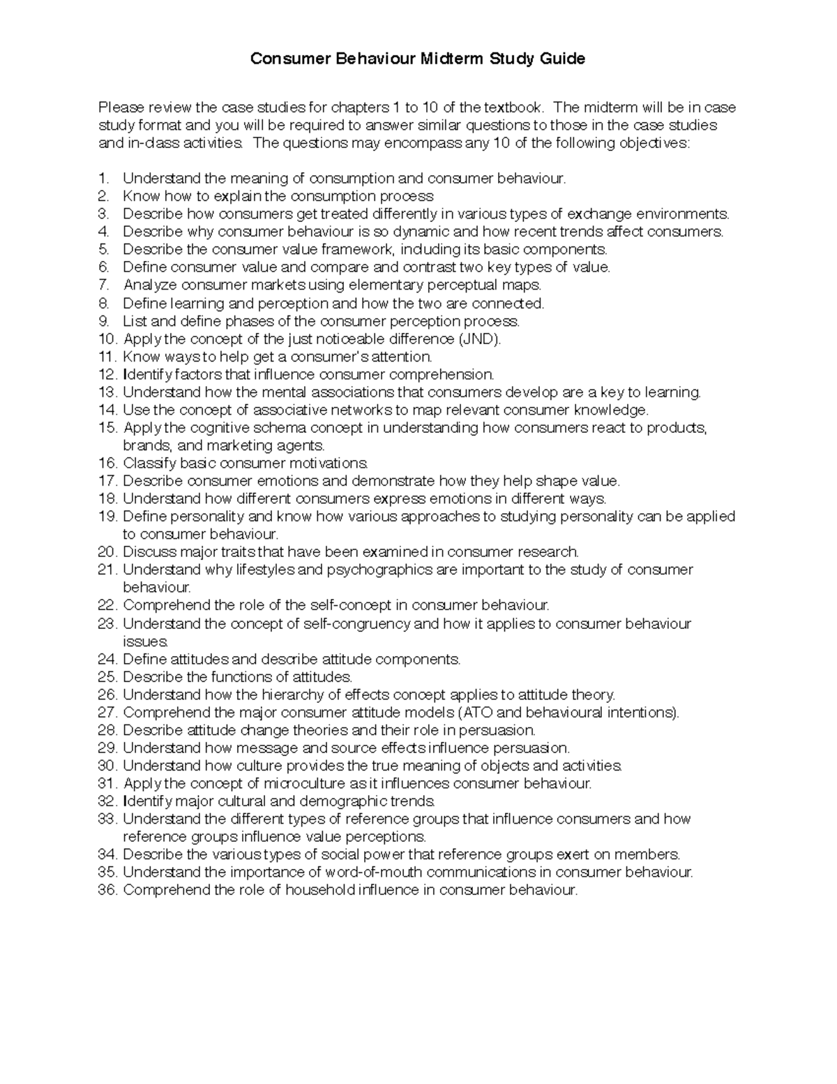 Consumer Behavior MKT 101 Midterm Study Guide: Key Concepts & Cases ...