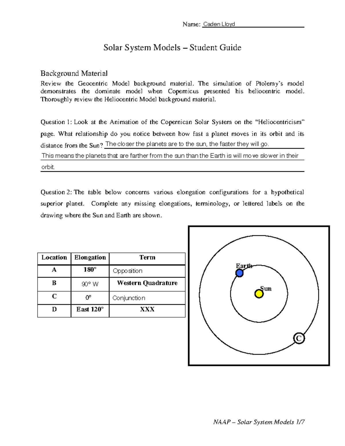 LAB 3 Final Exam - Solar System Models & Planetary Motion - Studocu