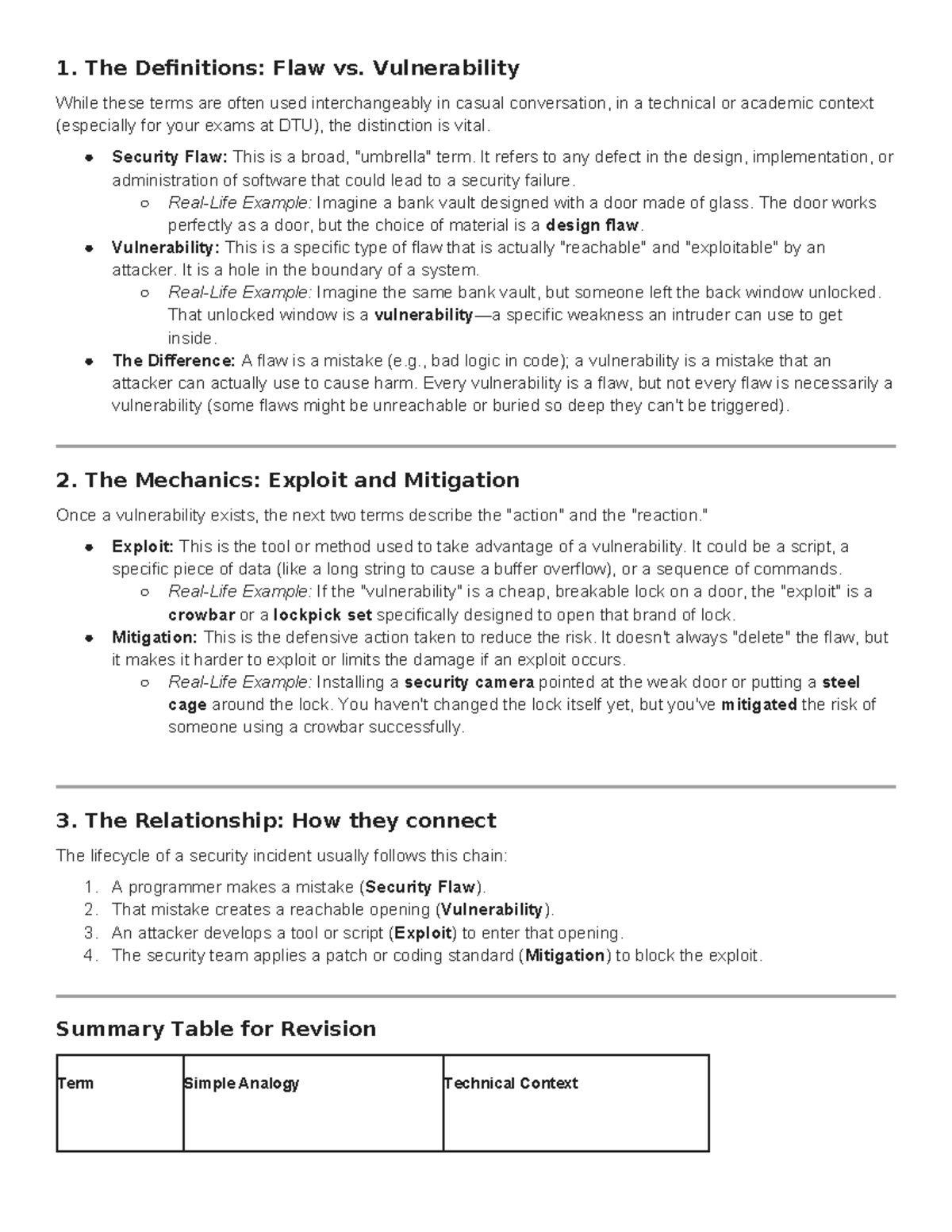 DTU Security Concepts: Flaw vs. Vulnerability & Exploit Mitigation ...