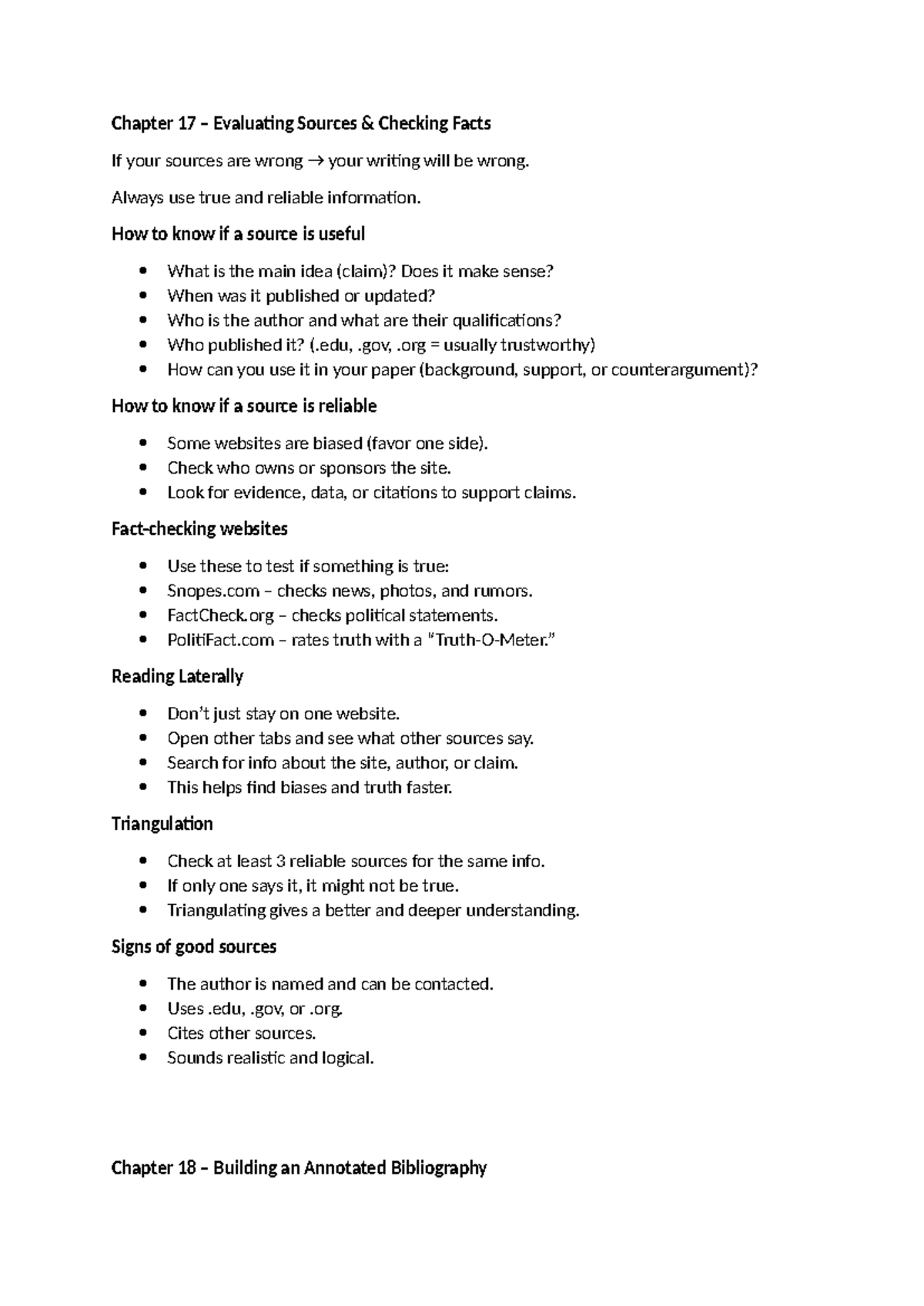 Chapter 17-18 Evaluating Sources & Building an Annotated Bibliography ...
