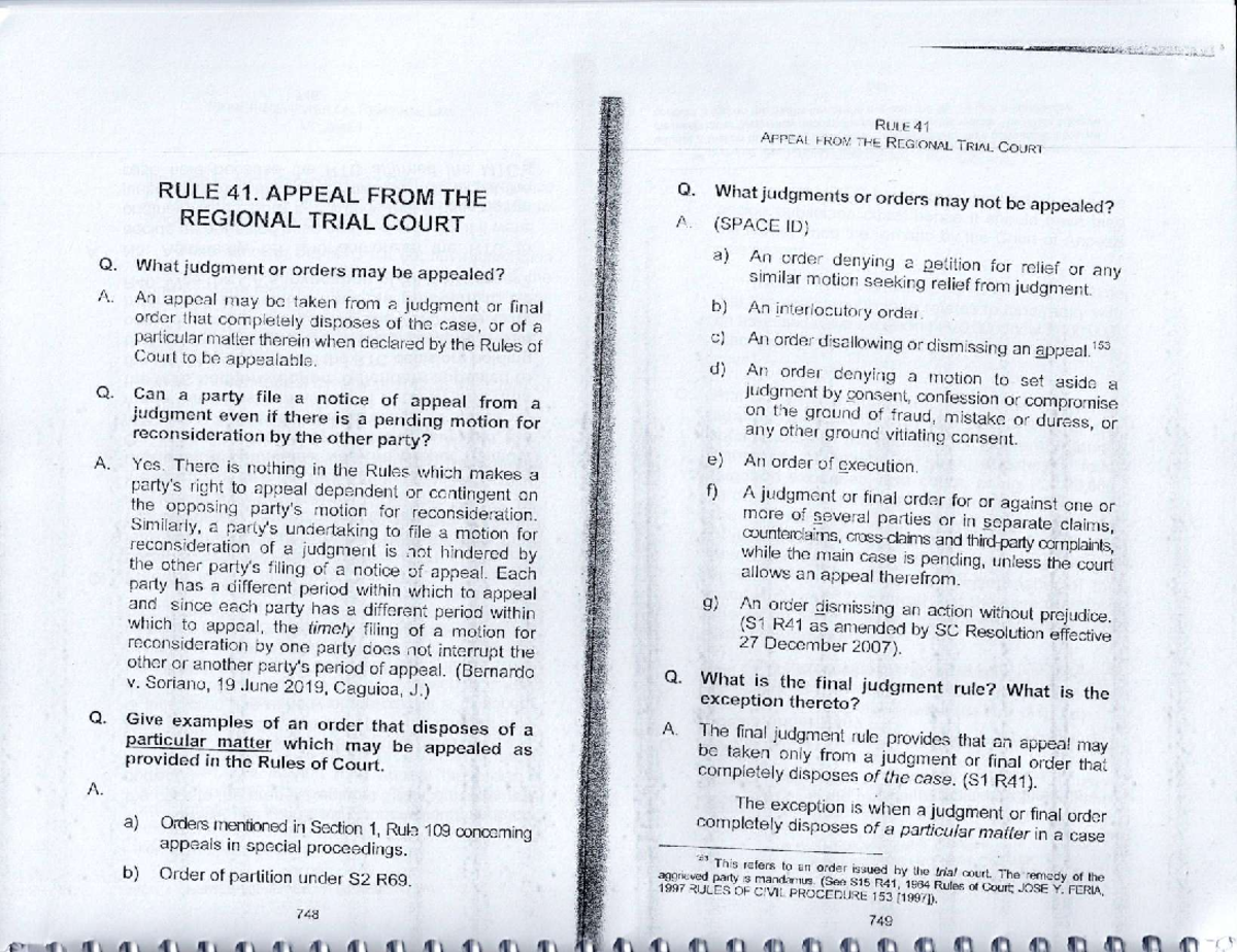 Rule 41: Appeal from the Regional Trial Court - Primer Reviewer Notes ...