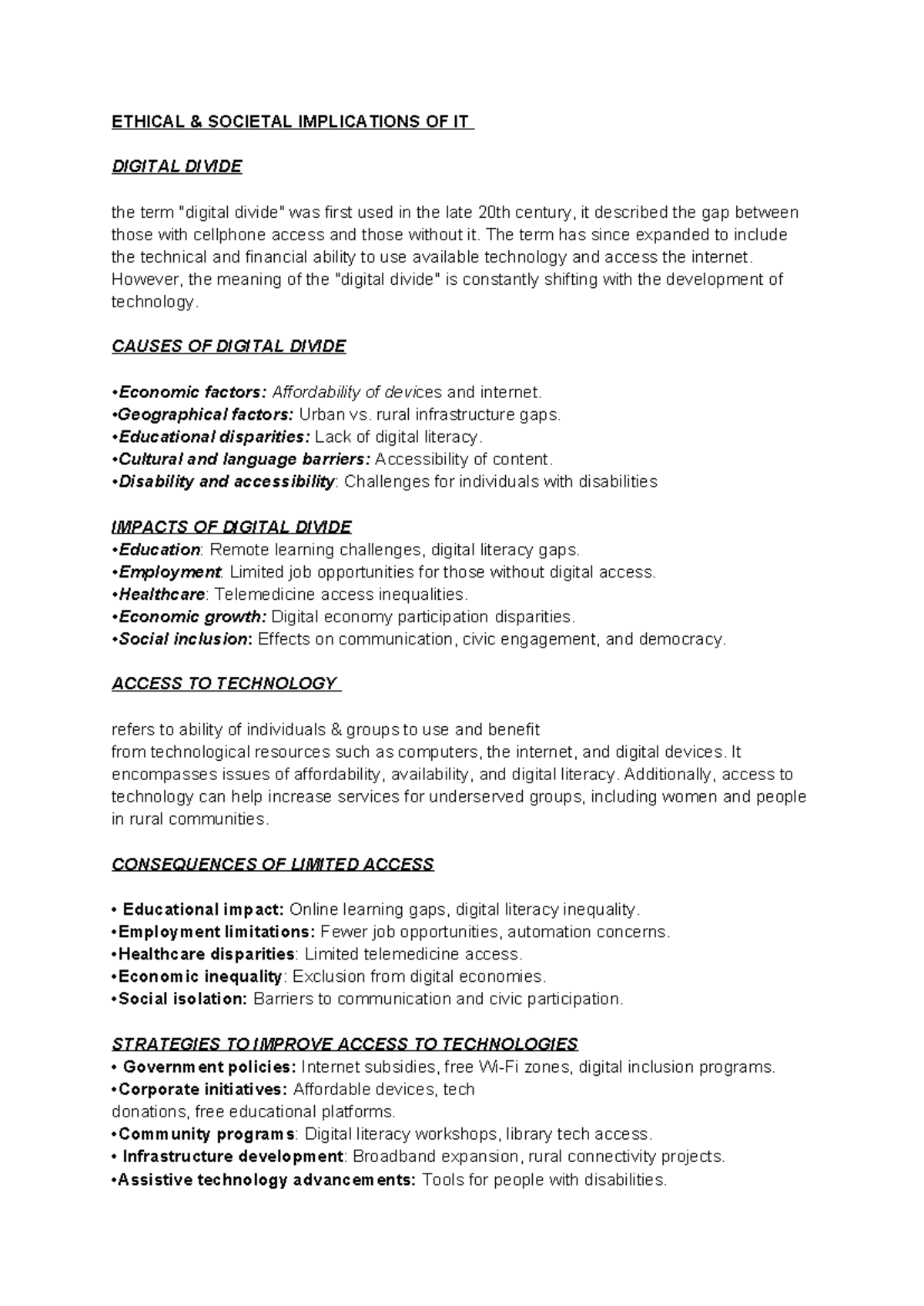 Ethical - ETHICAL & SOCIETAL IMPLICATIONS OF IT DIGITAL DIVIDE the term ...