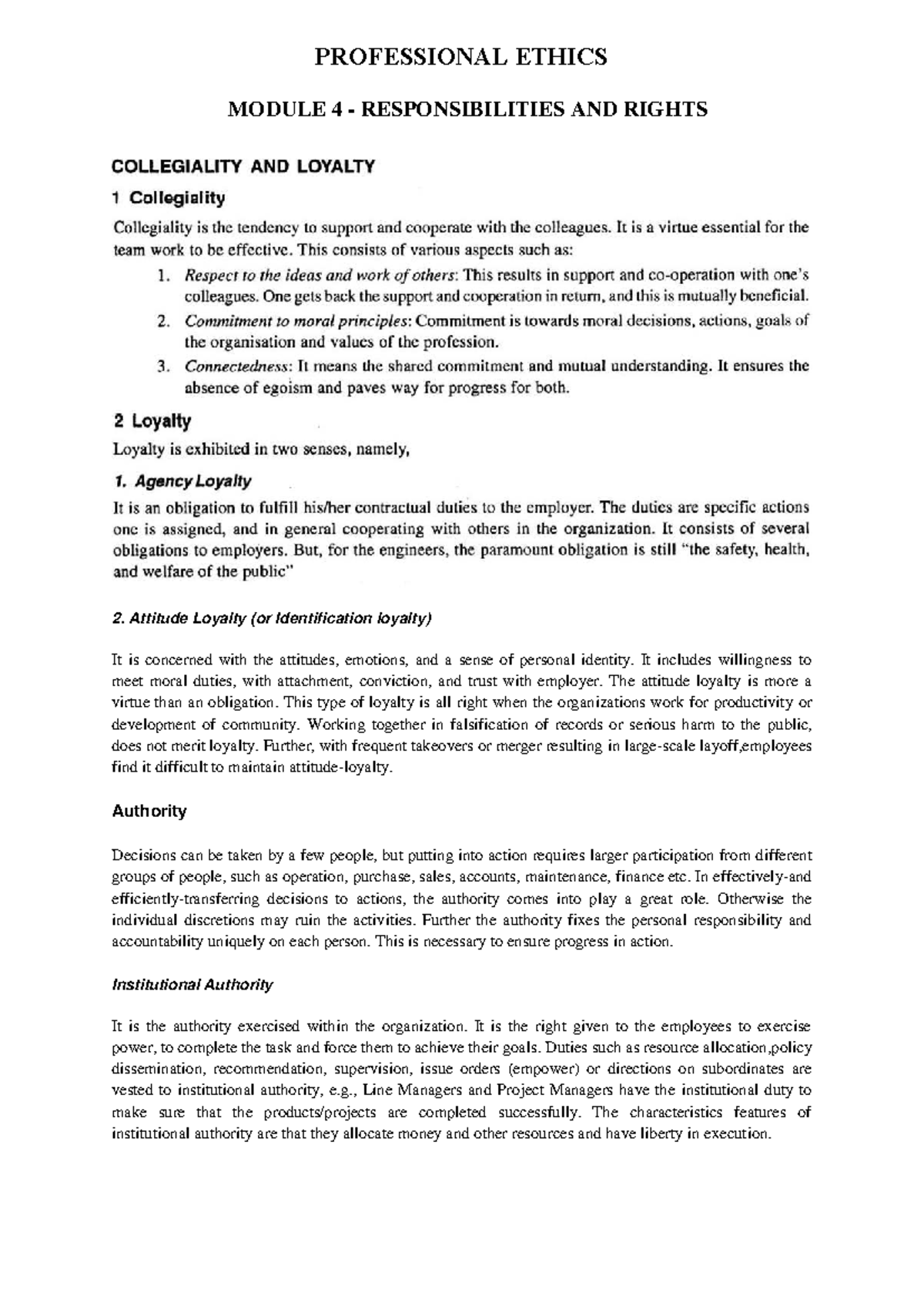 Professional Ethics - Module 4: Responsibilities and Rights Overview ...